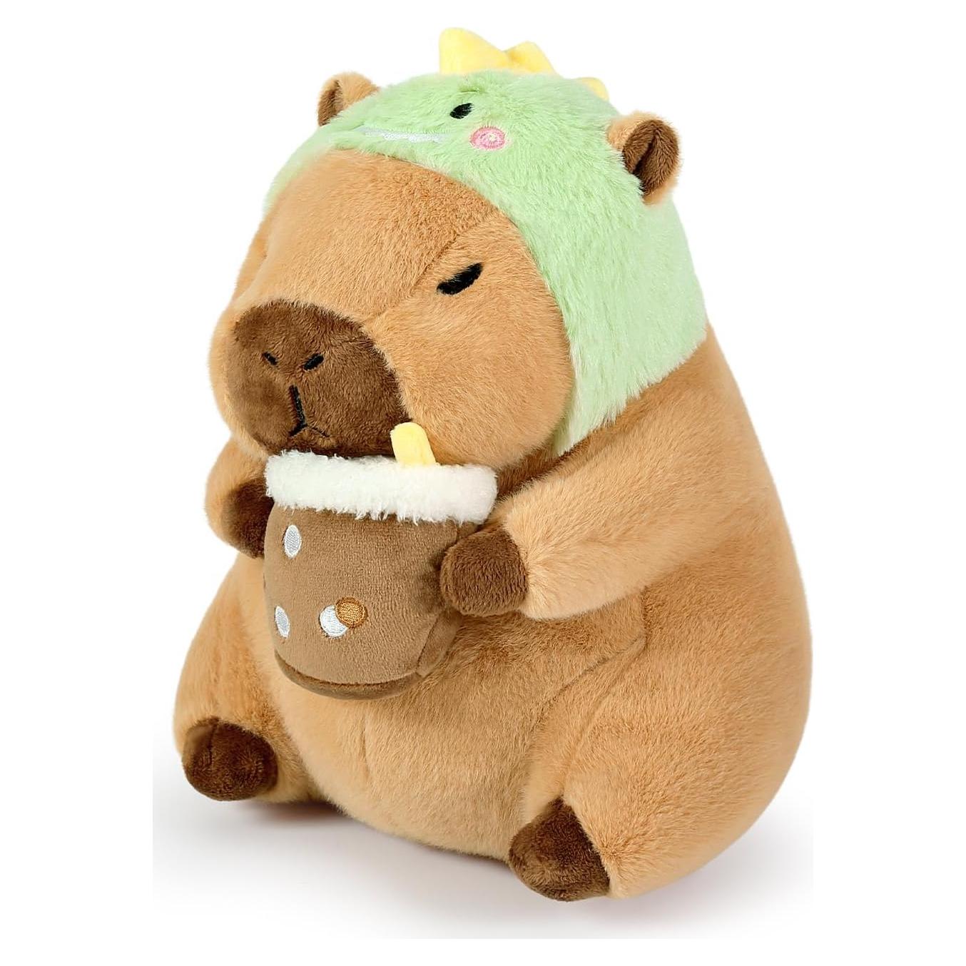 Ditucu Almohada Capibara Dinosaurio Bebiendo Té 27.94 cm