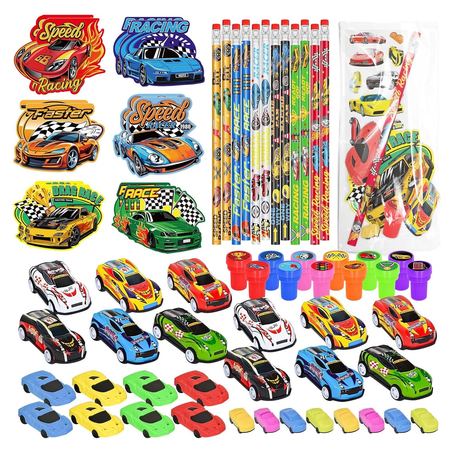 Set de Fiesta Temática Autos de Carreras 96 PCS - Papelería y Juguetes