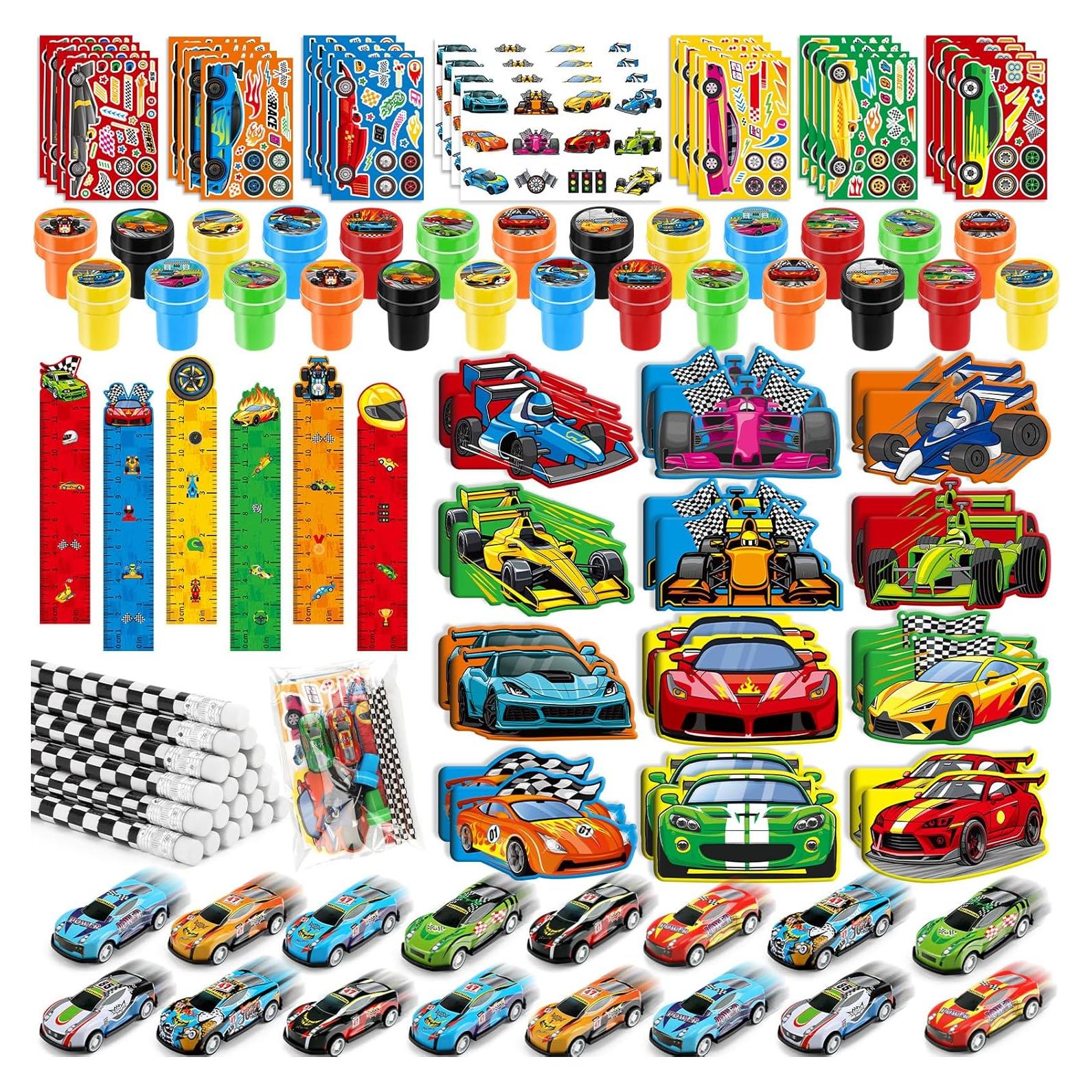 Conjunto de Papelería Escolar BenLouis 96 Piezas Autos de Carreras