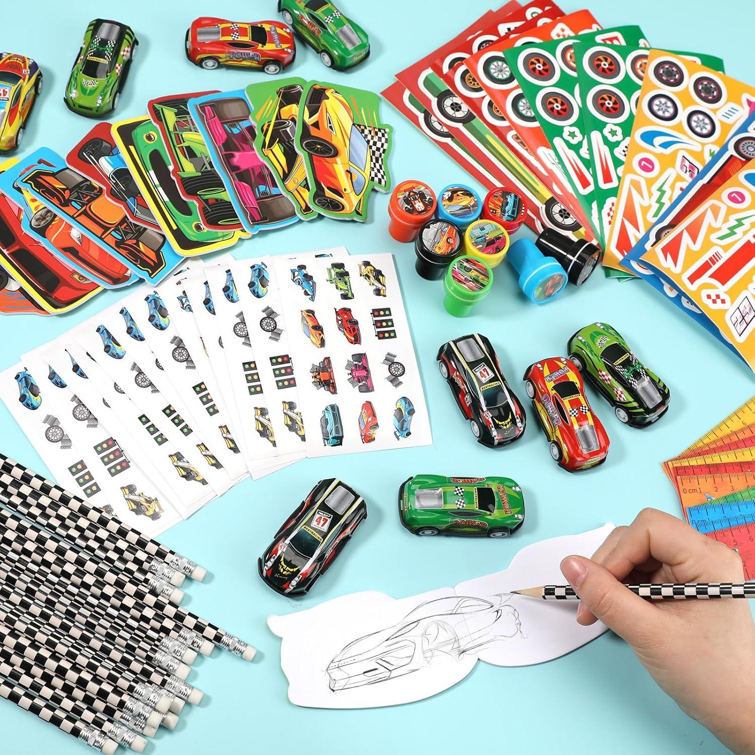 Conjunto de Papelería Escolar BenLouis 96 Piezas Autos de Carreras