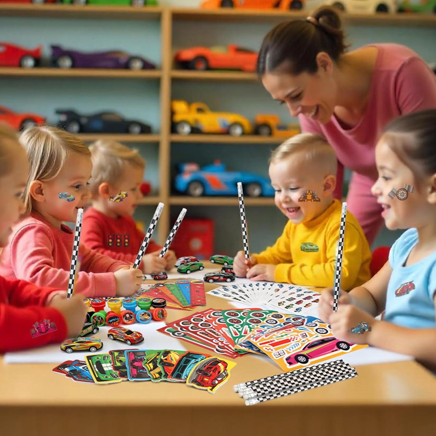 Conjunto de Papelería Escolar BenLouis 96 Piezas Autos de Carreras