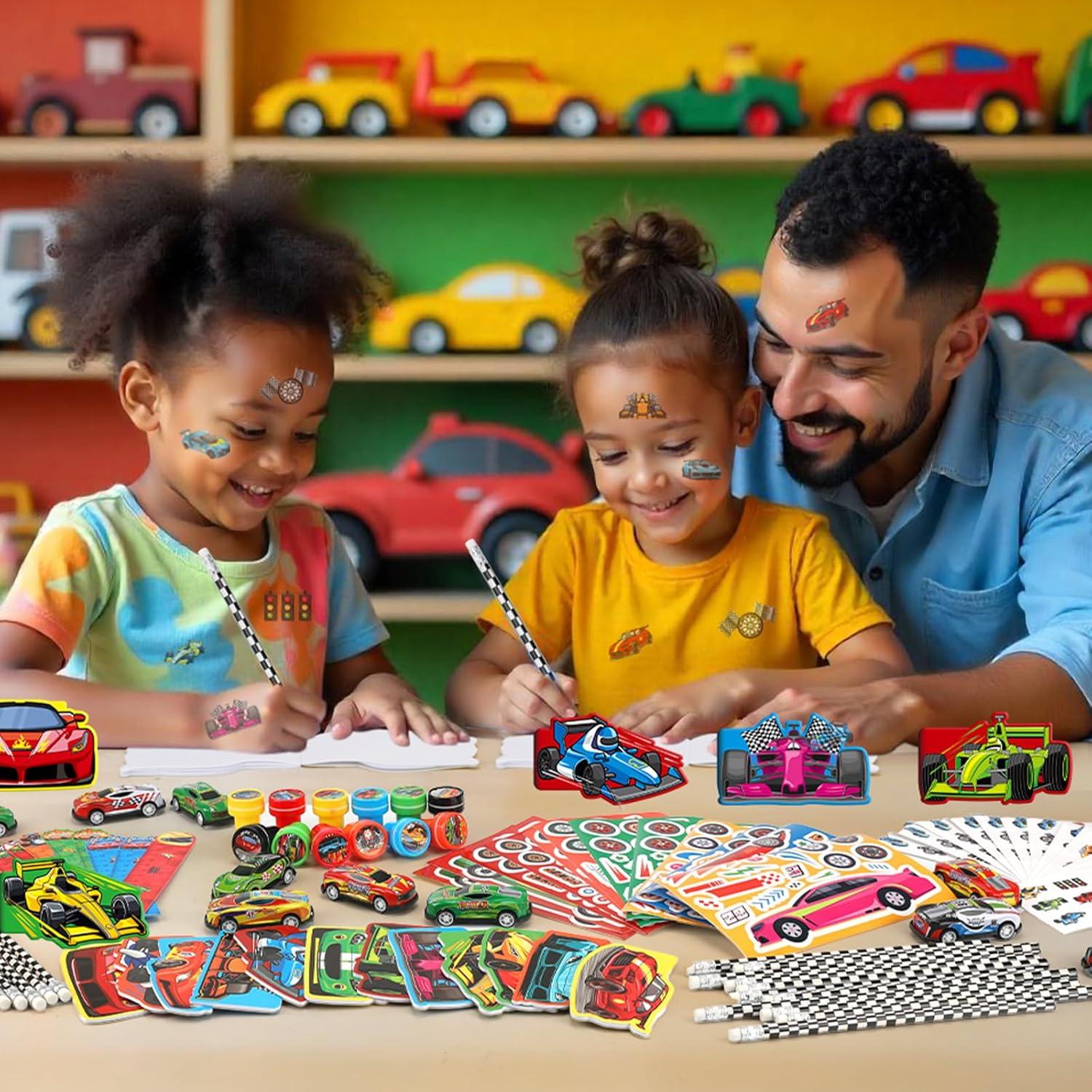 Conjunto de Papelería Escolar BenLouis 96 Piezas Autos de Carreras