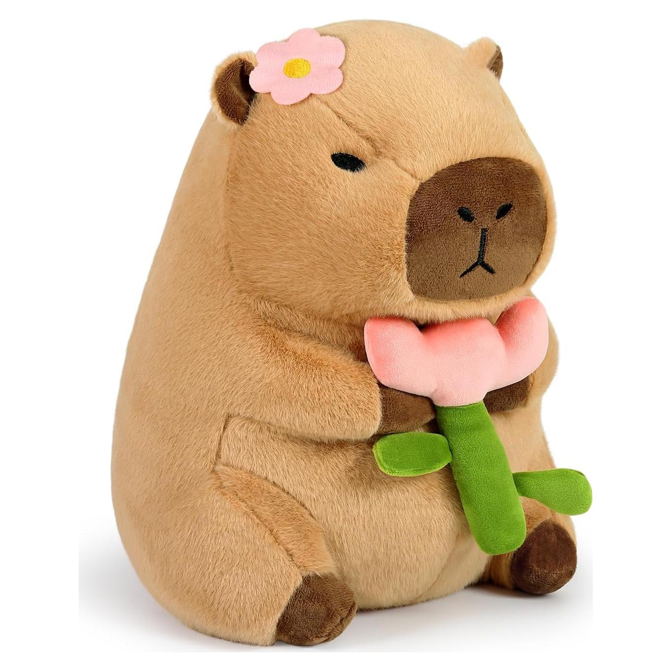 Almohada de Peluche Capibara Ditucu 27.94 cm con Flor