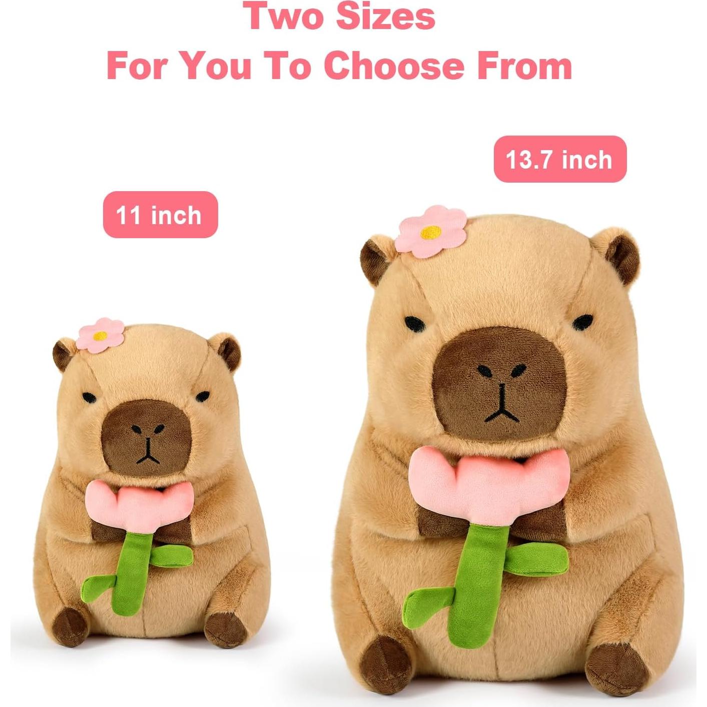 Almohada de Peluche Capibara Ditucu 27.94 cm con Flor