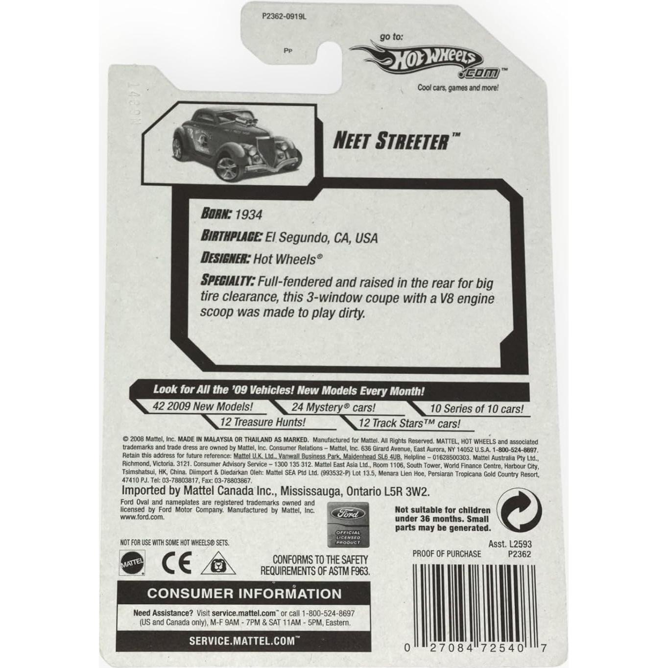 Hot Wheels Reg Neet Streeter 2009 1:64 Escala Coleccionable