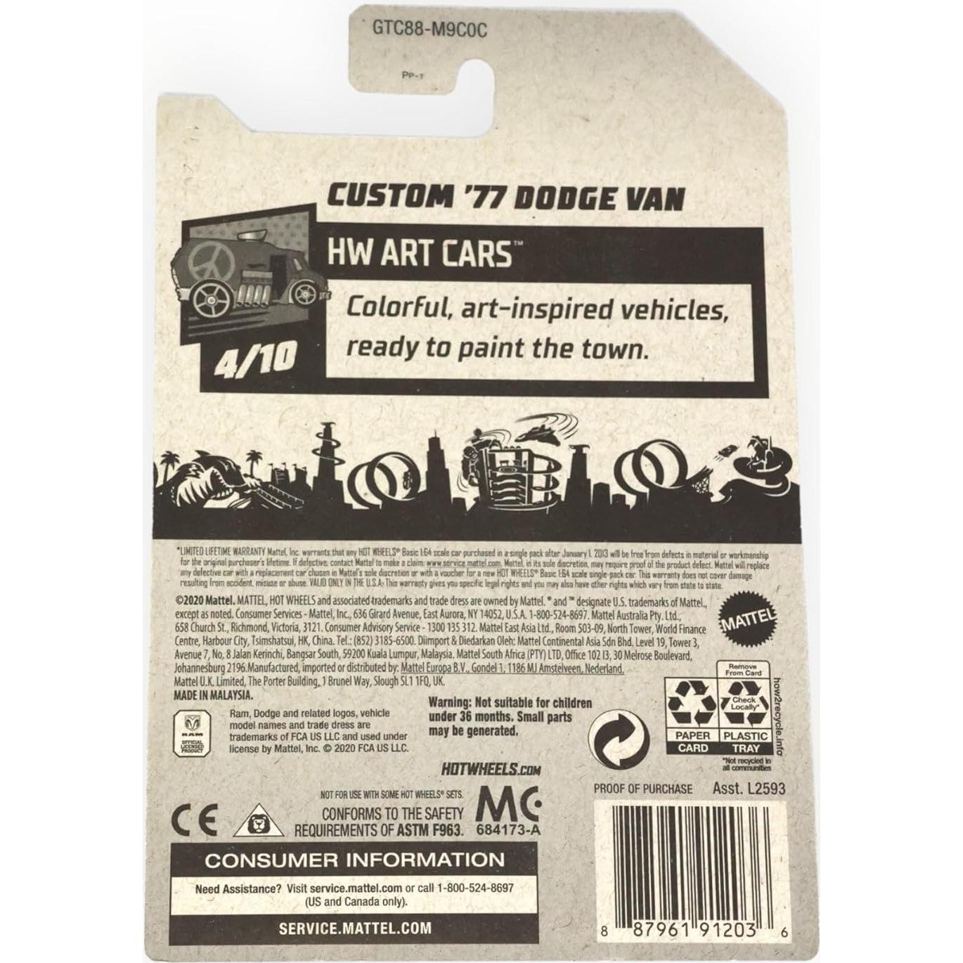 Hot Wheels Custom '77 Dodge Van 1:64 Mattel Art Cars