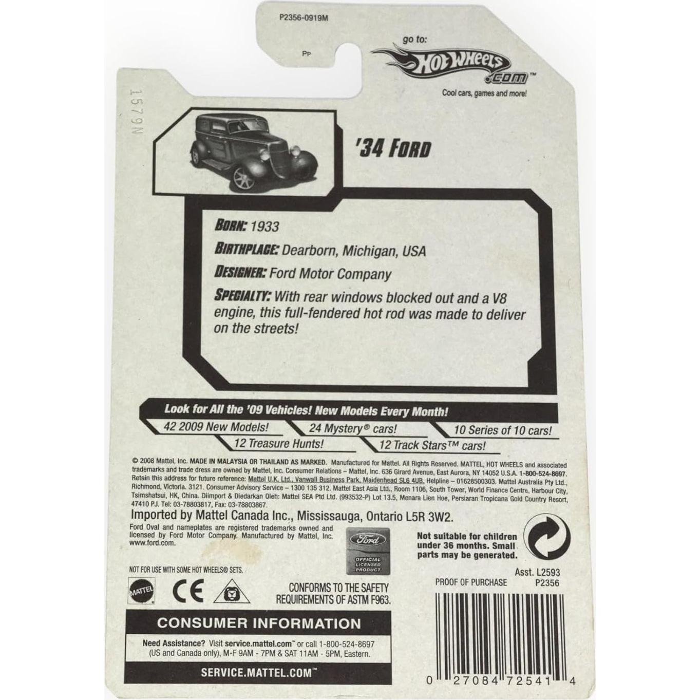 Hot Wheels Caza del Tesoro 2009 '34 Ford 1:64 Escala