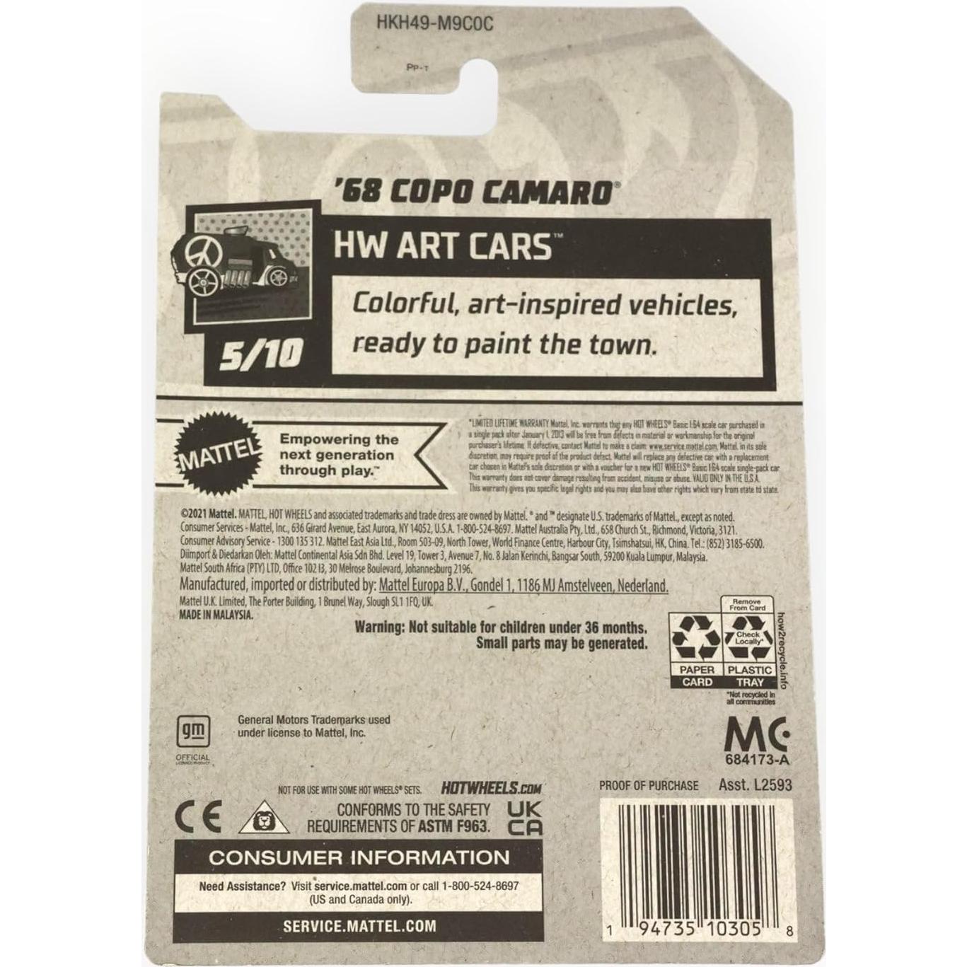 Hot Wheels COPO Camaro 1968 Escala 1:64 Mattel Nuevo