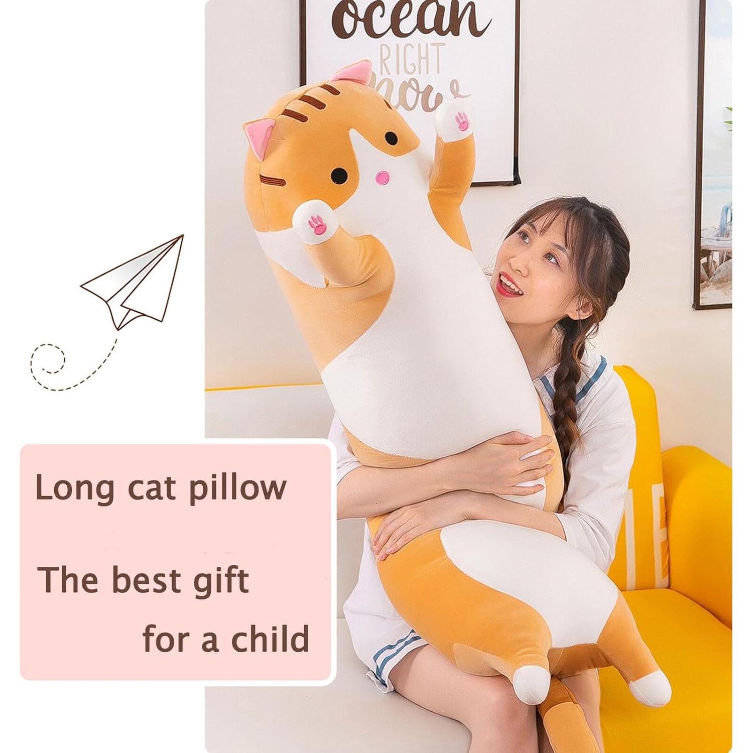 Almohada de Gato Peluche Somao 150 cm Suave Amarillo
