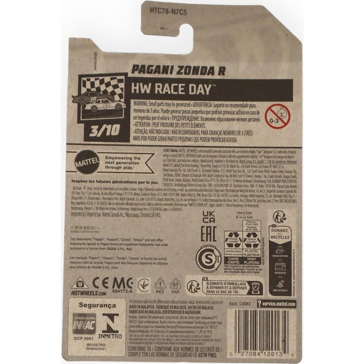 Auto de Juguete Pagani Zonda R Hot Wheels Mattel 7.6 cm