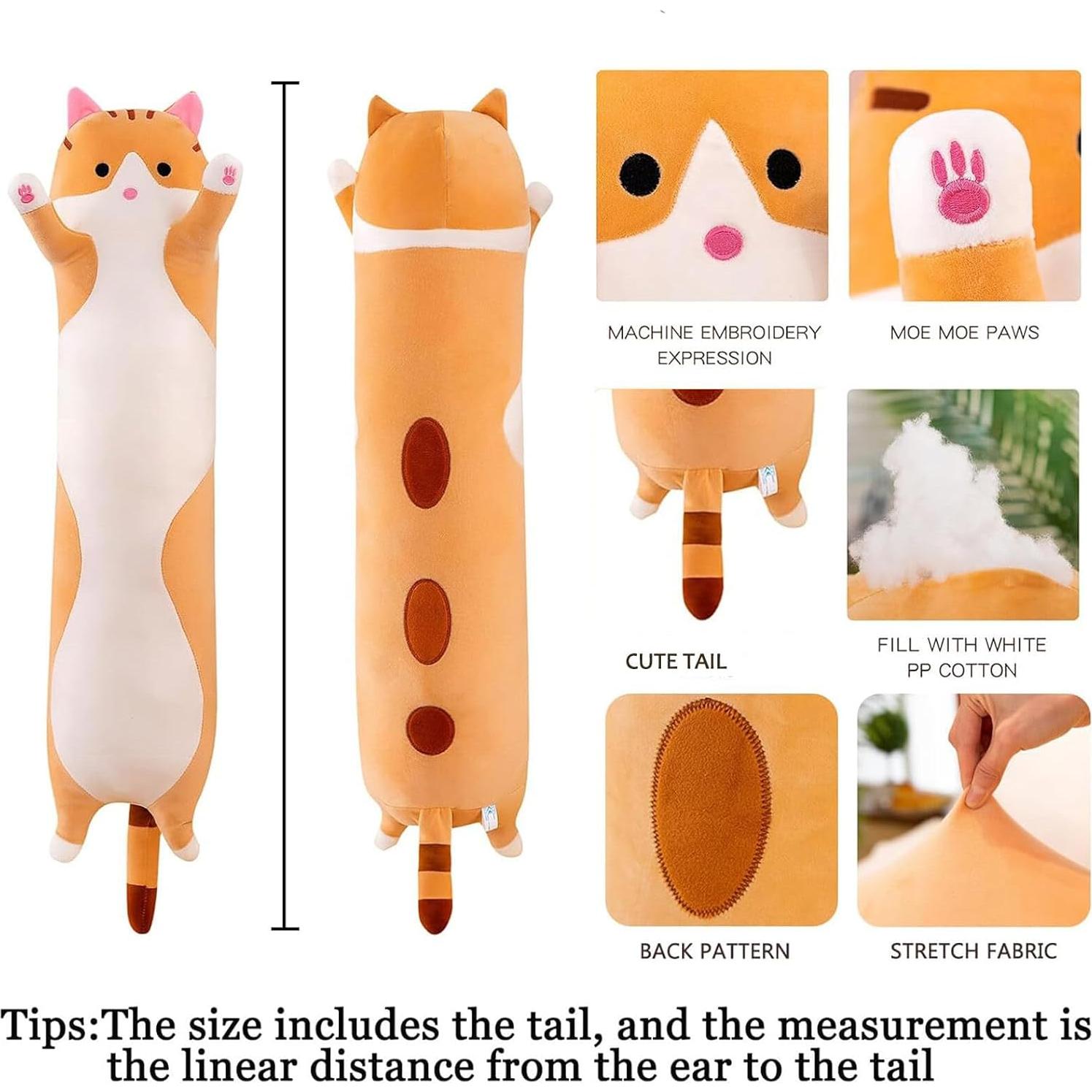 Almohada de Gato Peluche Somao 70 cm Suave Amarillo