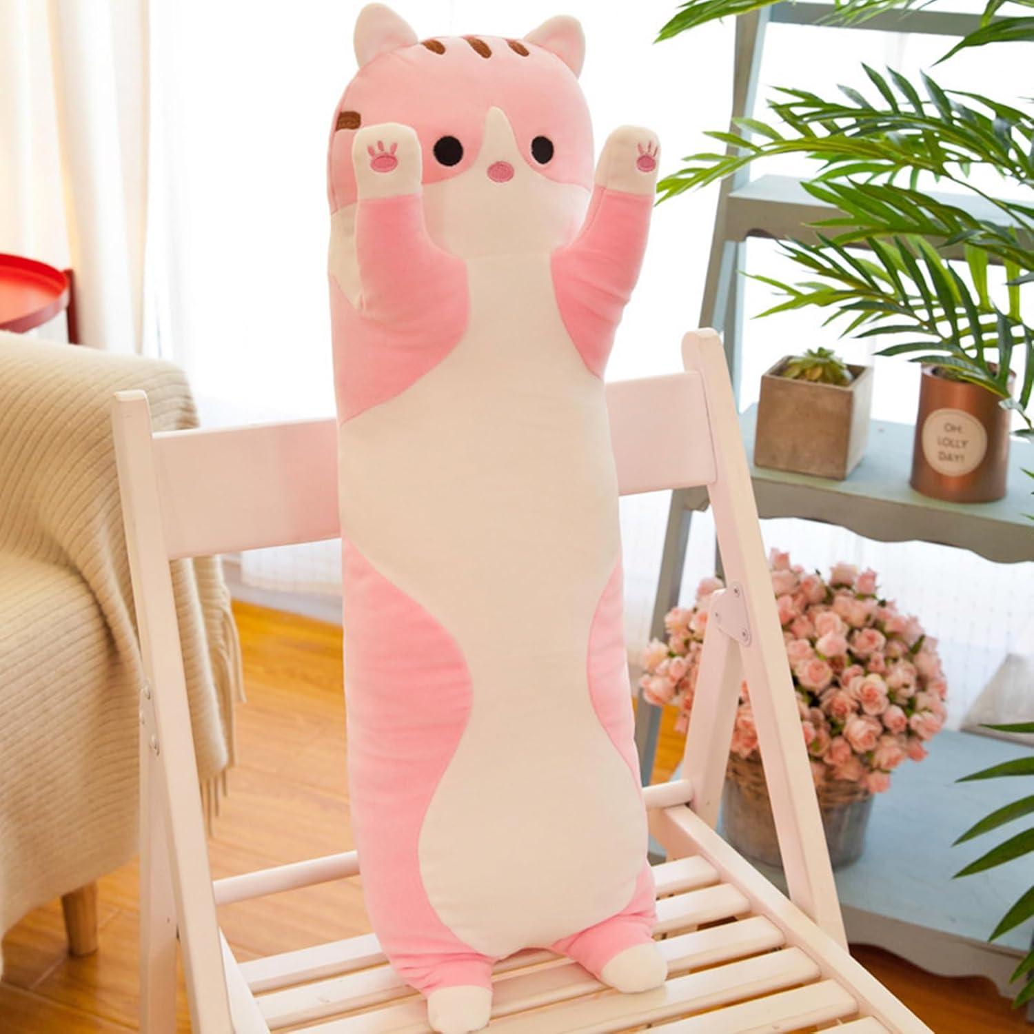 Almohada de Gato Peluche Somao 70 cm Rosa Suave