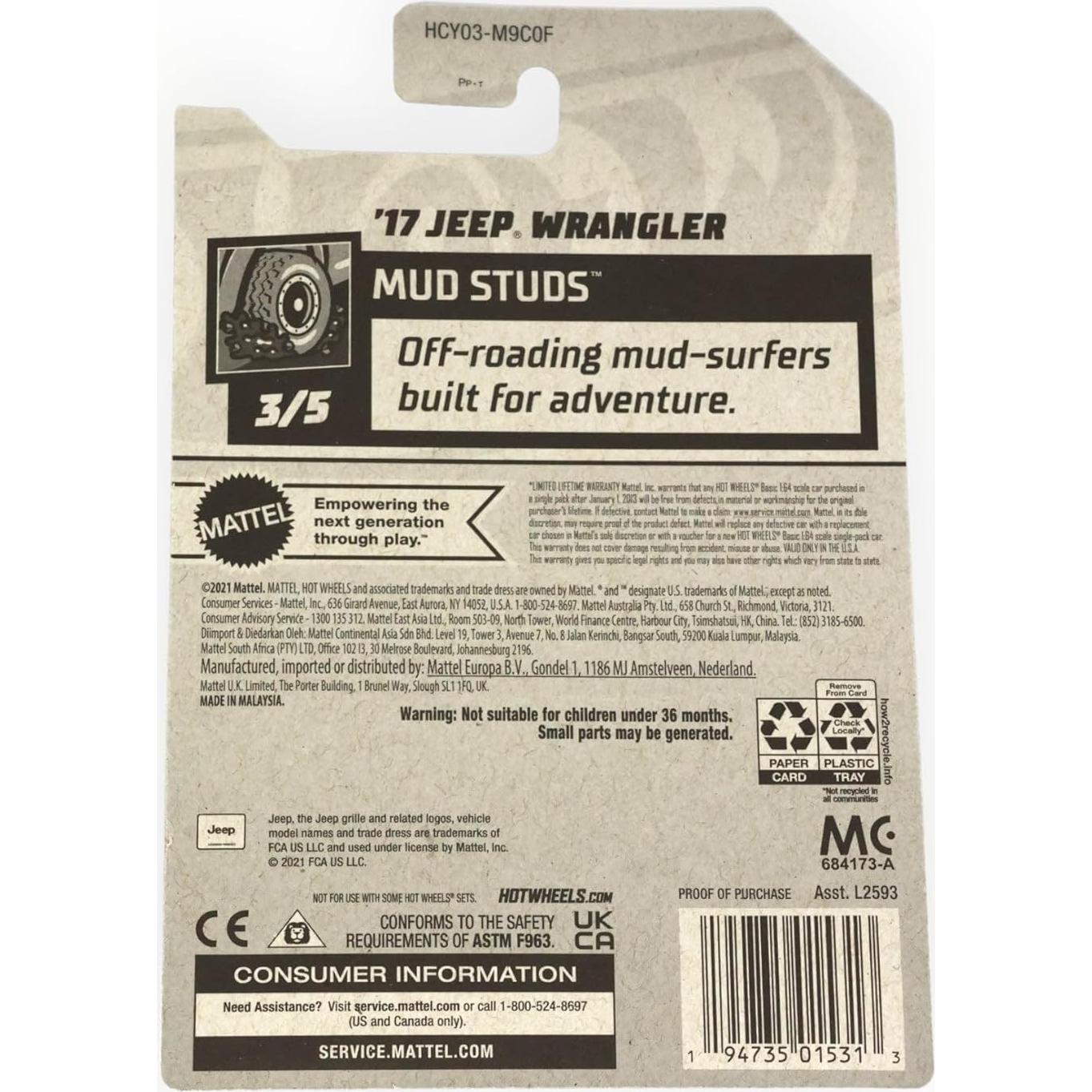 Hot Wheels Jeep Wrangler 2017 Caza del Tesoro 1:64