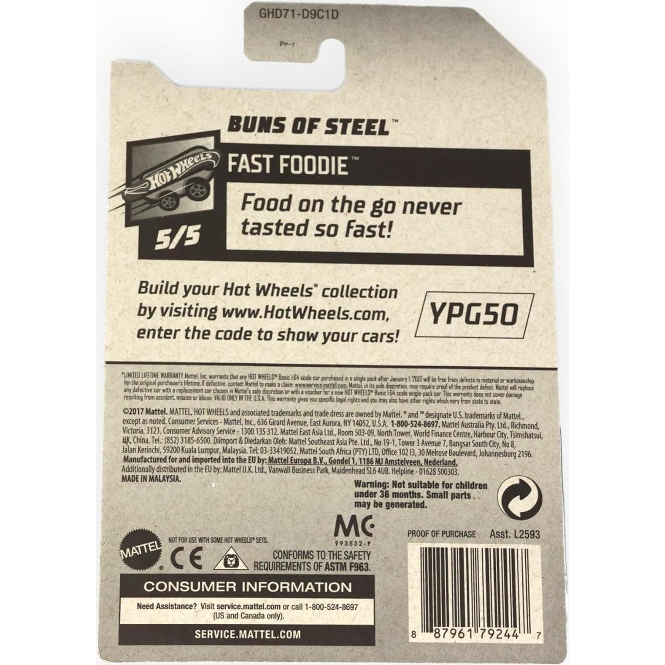 Hot Wheels Caza del Tesoro Comida Rápida Panes de Acero