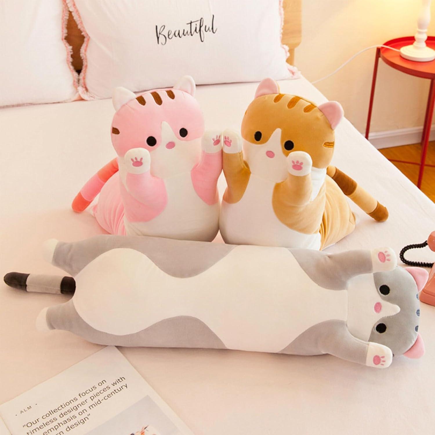 Almohada de Gato Peluche Somao 90 cm Suave Amarillo