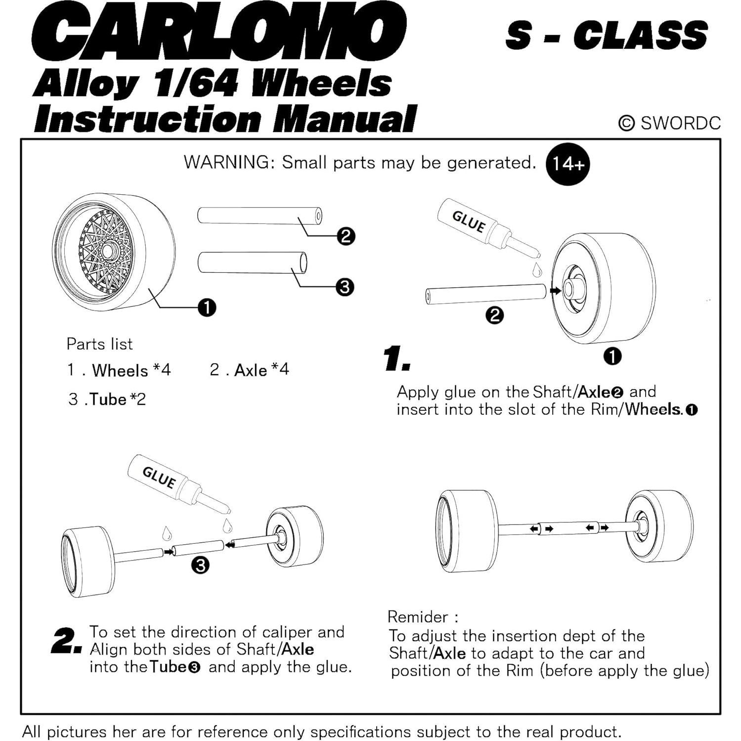 Ruedas de Aleación Carlomo S-Class 1:64 con Neumáticos de Goma