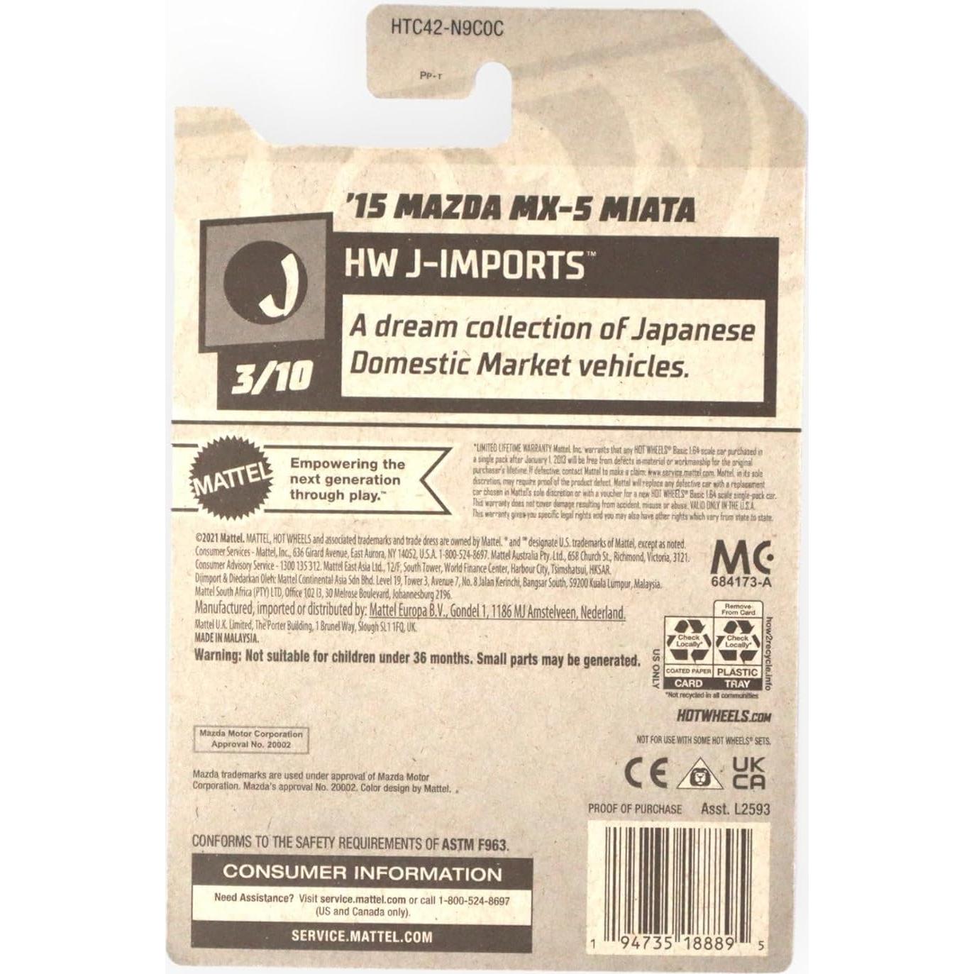 Coche Hot Wheels 1:64 Mazda MX-5 Miata Verde 2024