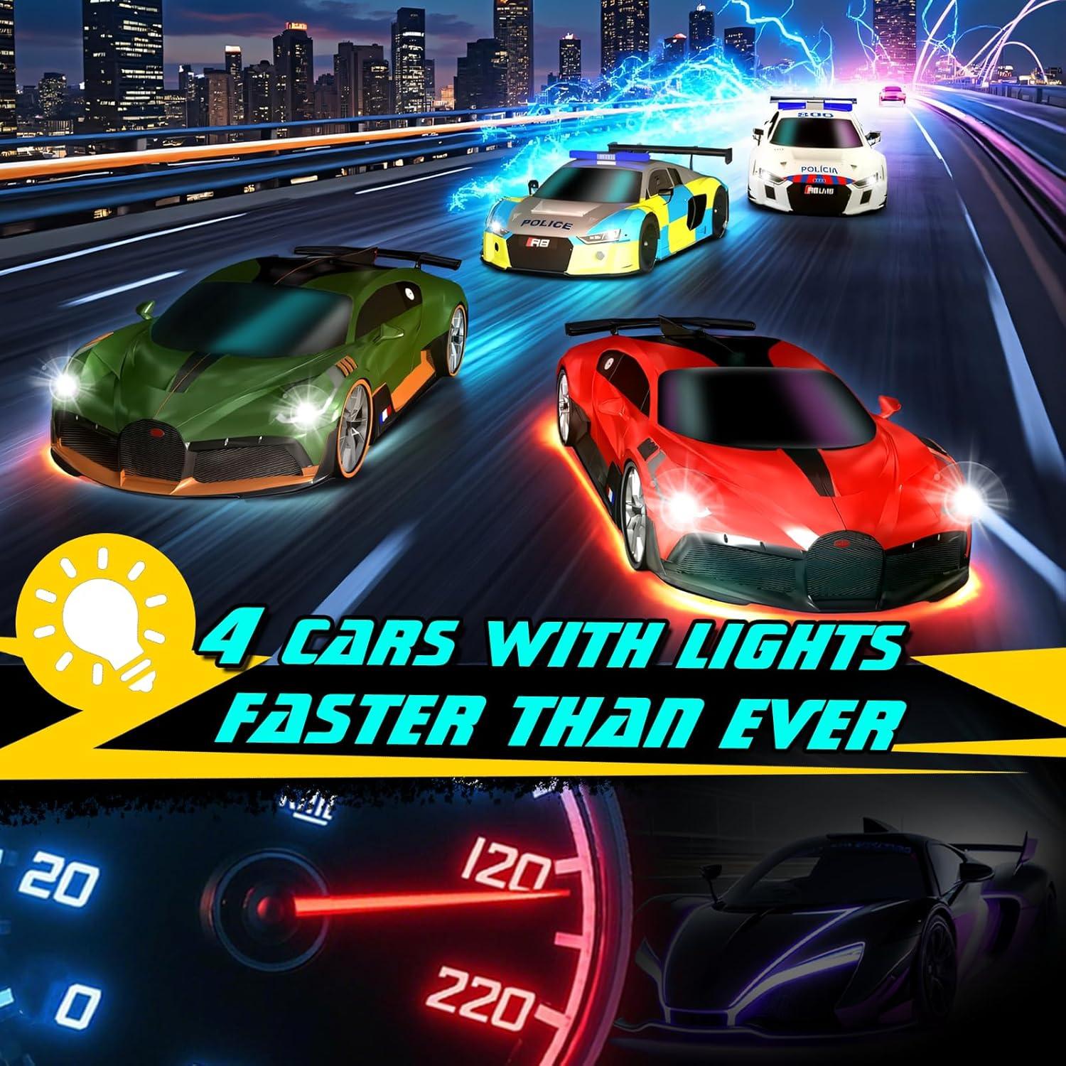 Pista de Carreras de Coches de Slot AGM MASTECH 5.7m 4 Coches Iluminados