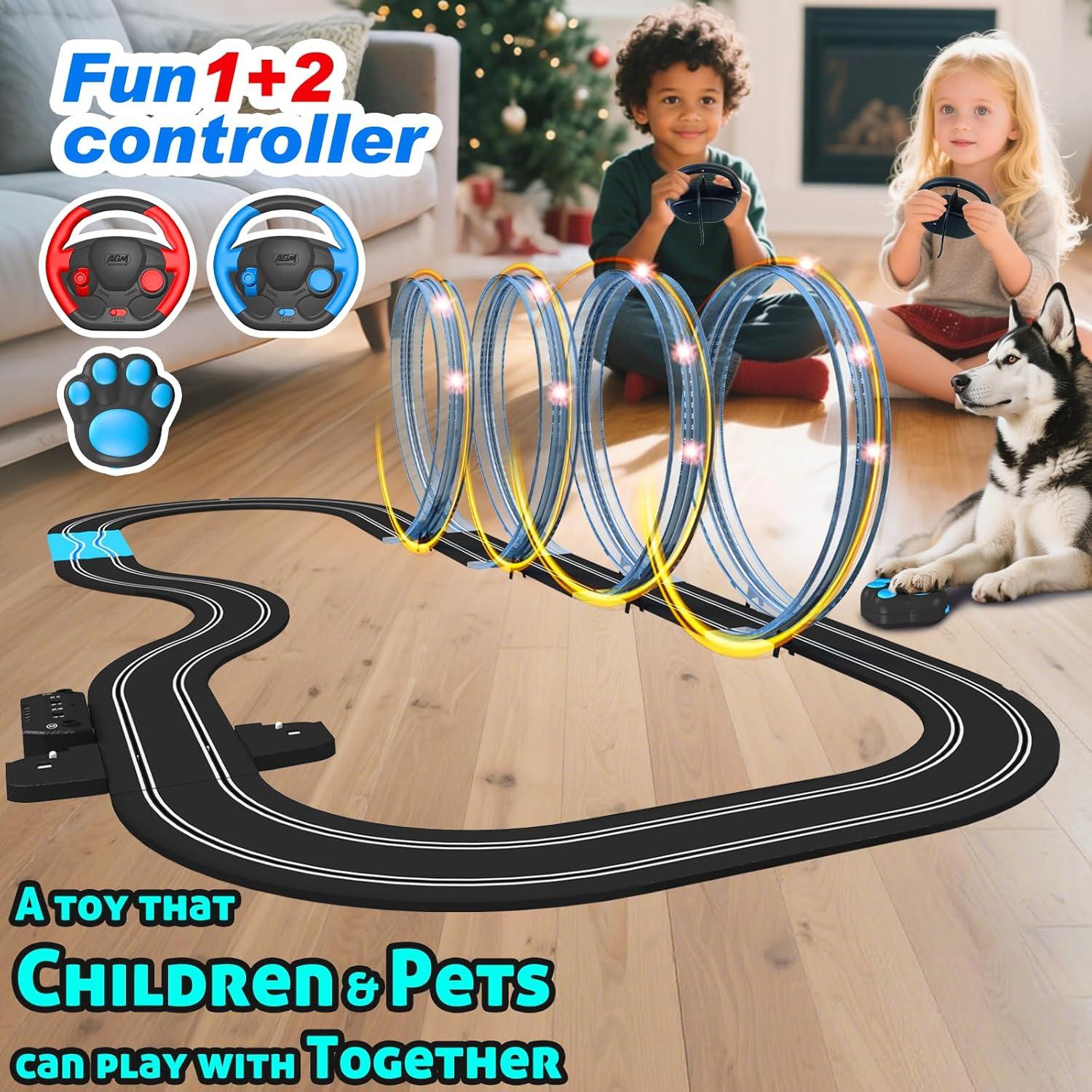 Pista de Carreras de Coches de Slot AGM MASTECH 5.7m 4 Coches Iluminados