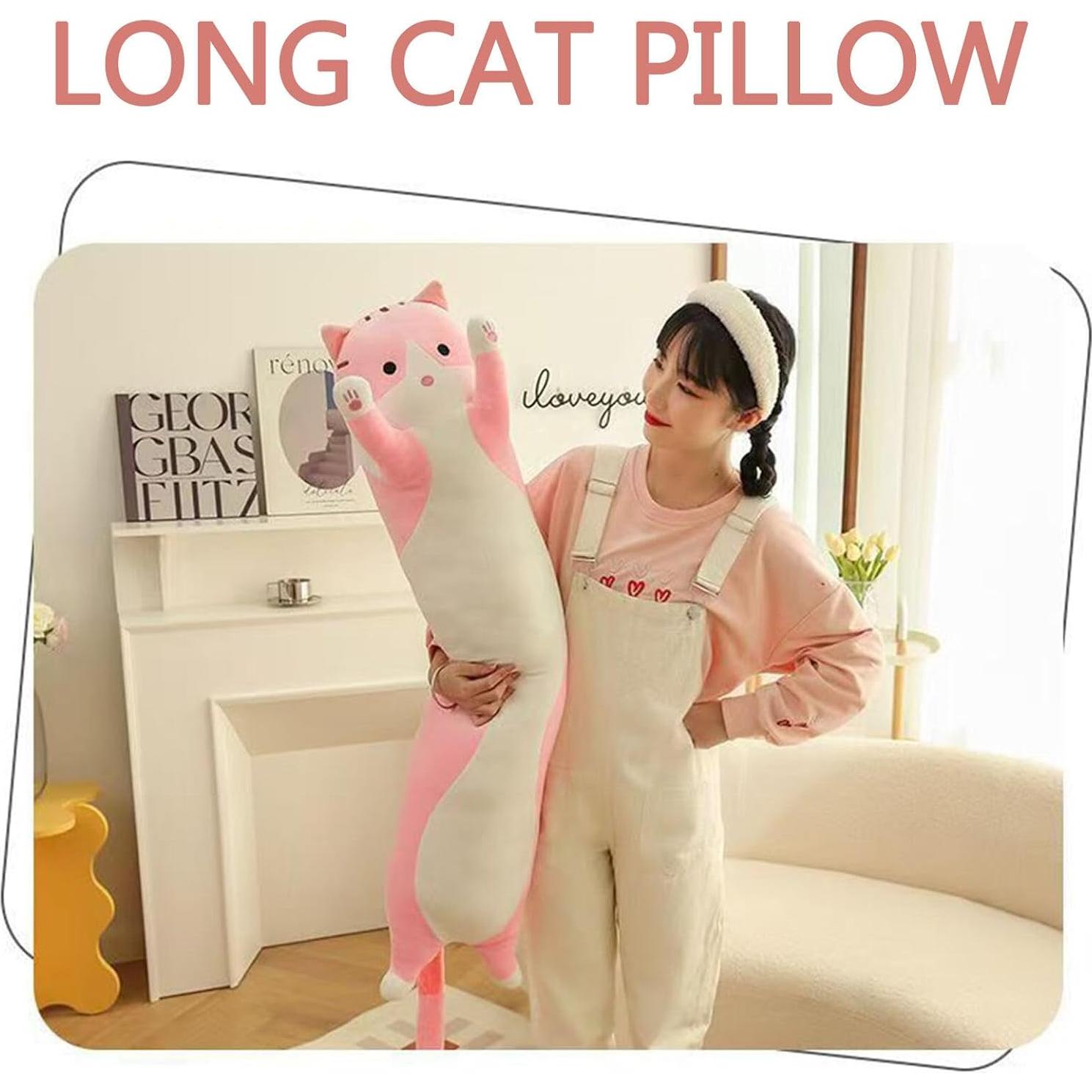 Almohada de Gato Peluche Somao 90 cm Suave Rosa