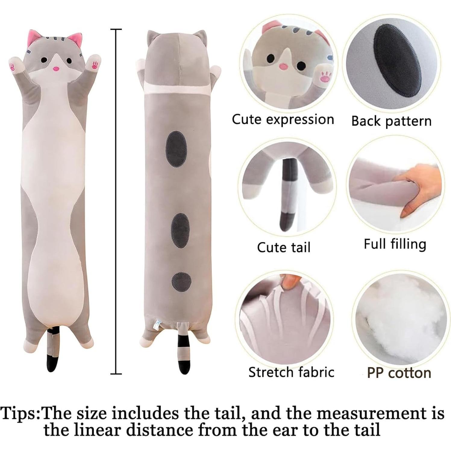 Almohada de Gato Peluche Somao 70cm Suave y Linda