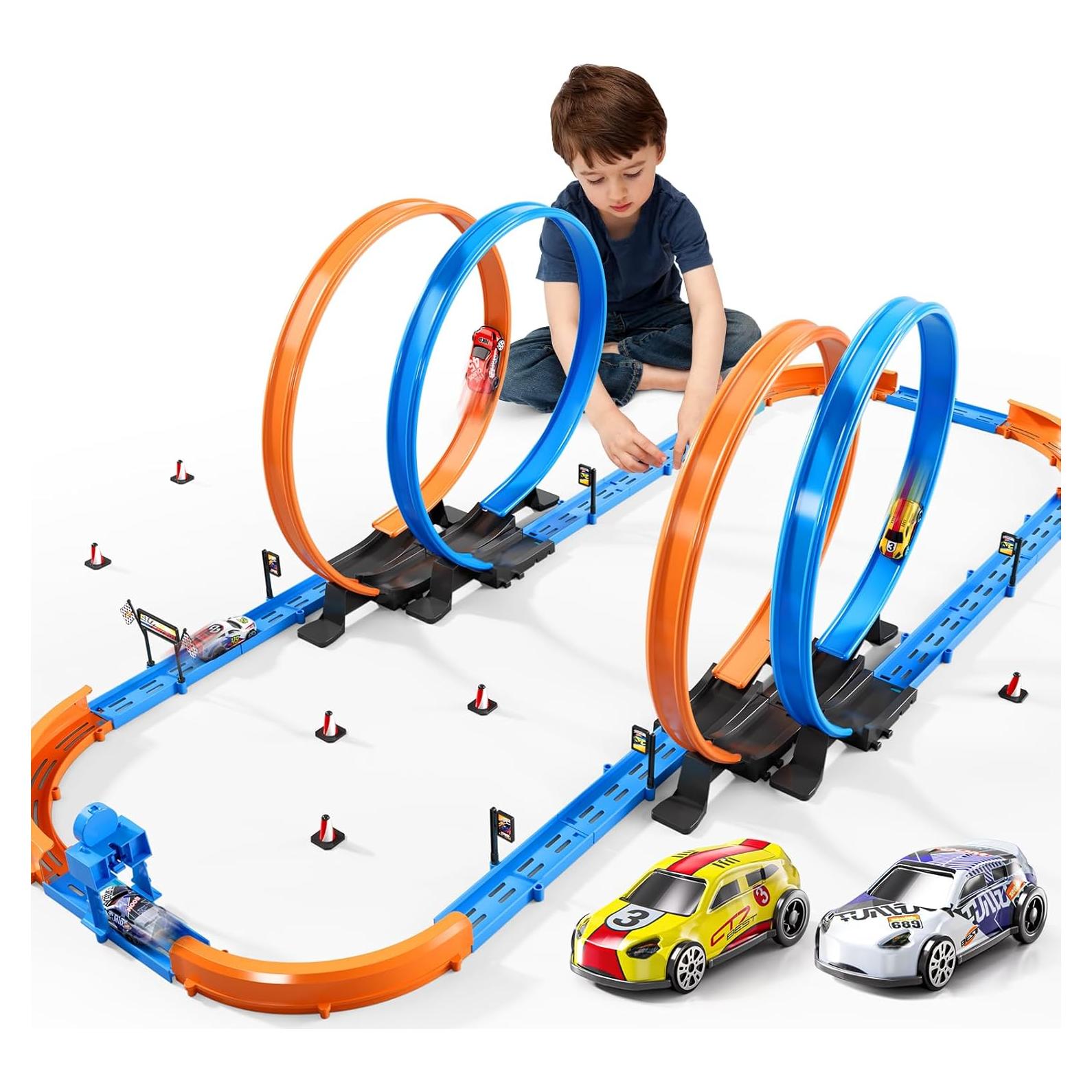 Set de Pista de Coches de Carreras PEADUCK con 4 Coches 1:64