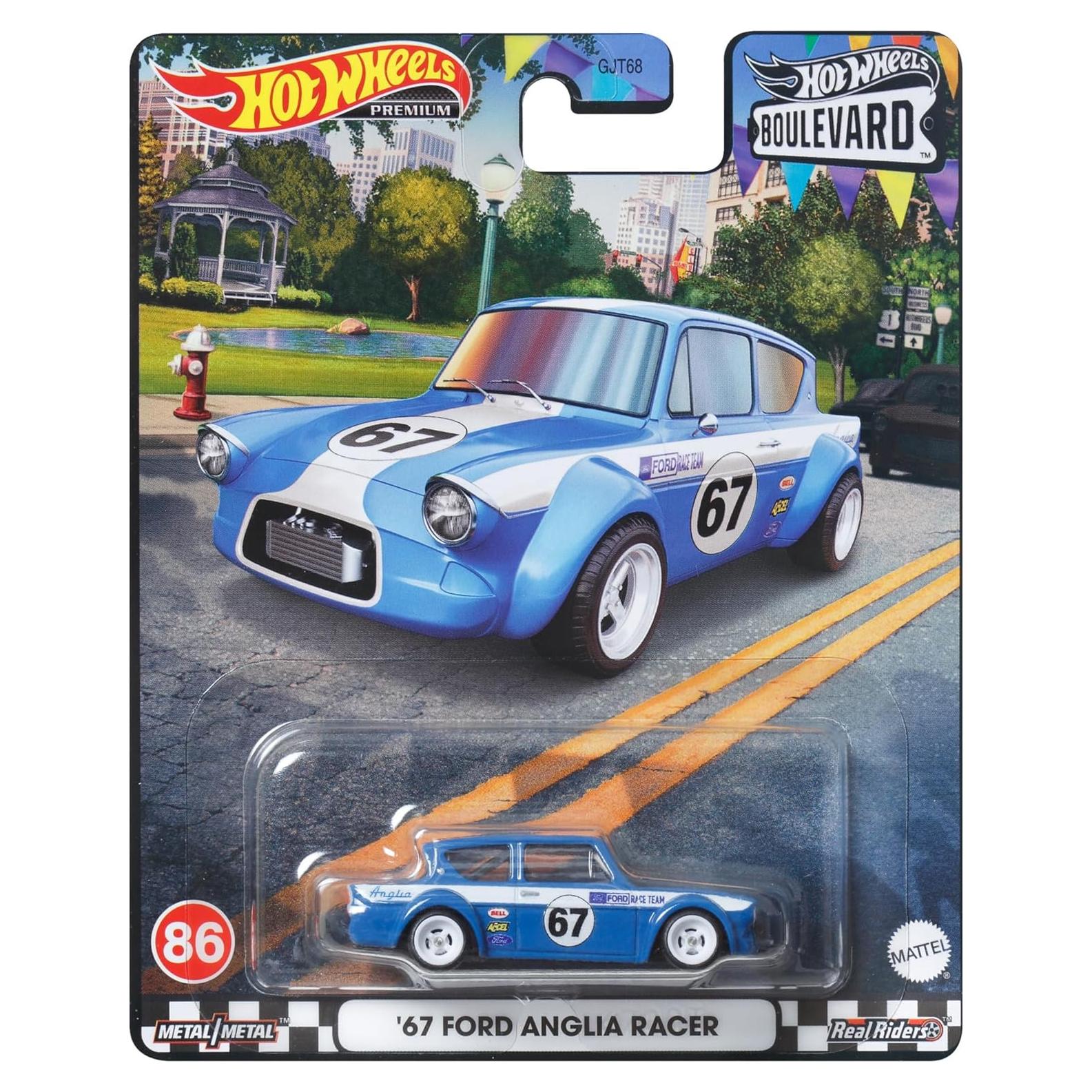 Hot Wheels HKF32 - Mini Coche 67 Ford Anglia Racer 4.5cm