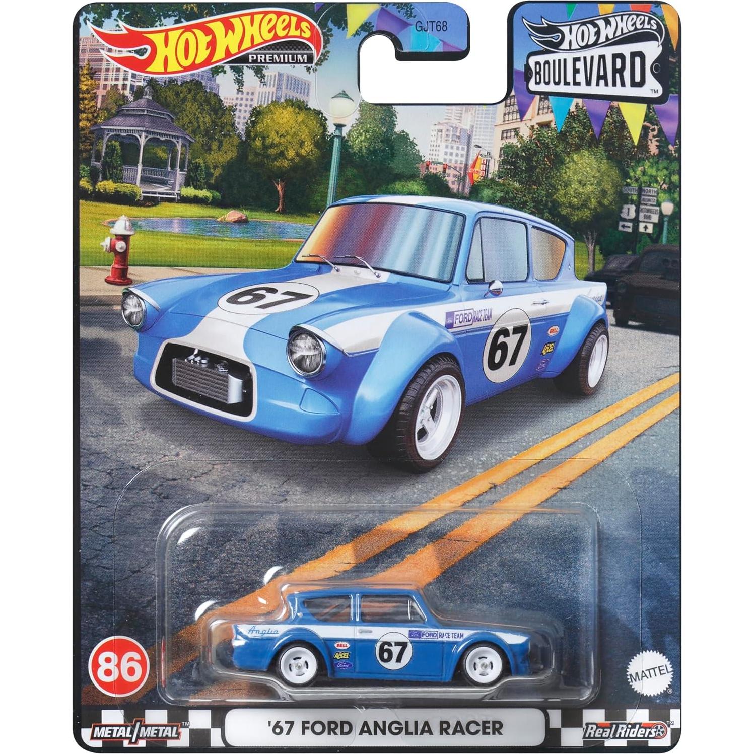 Hot Wheels HKF32 - Mini Coche 67 Ford Anglia Racer 4.5cm