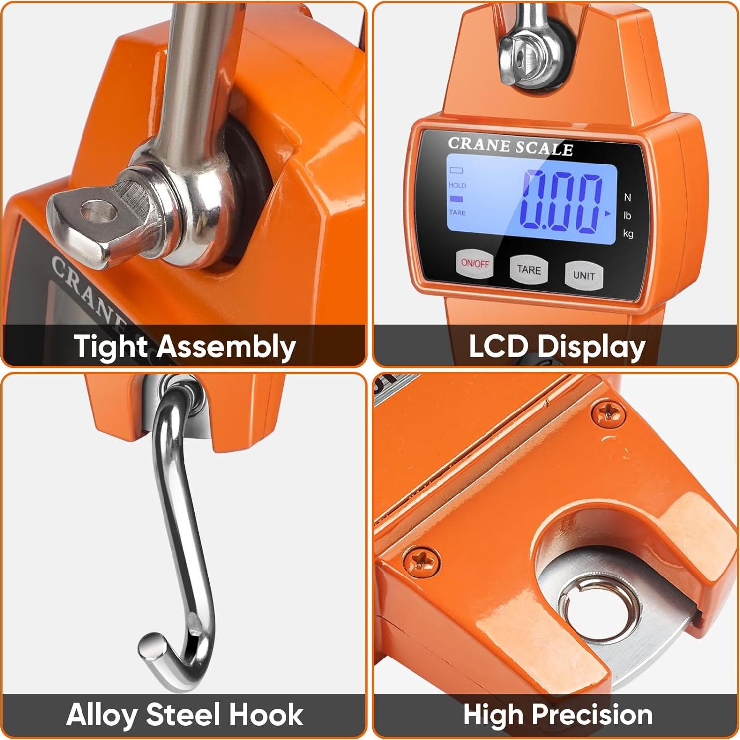 Balanza Digital Colgante ROMECH 300Kg Aluminio Naranja