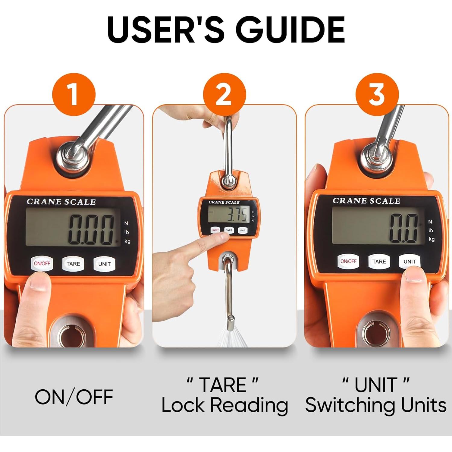 Balanza Digital Colgante ROMECH 300Kg Aluminio Naranja