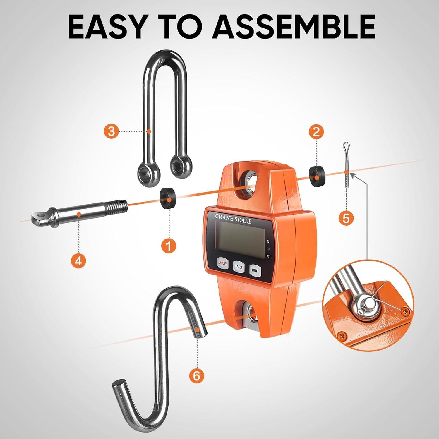 Balanza Digital Colgante ROMECH 300Kg Aluminio Naranja