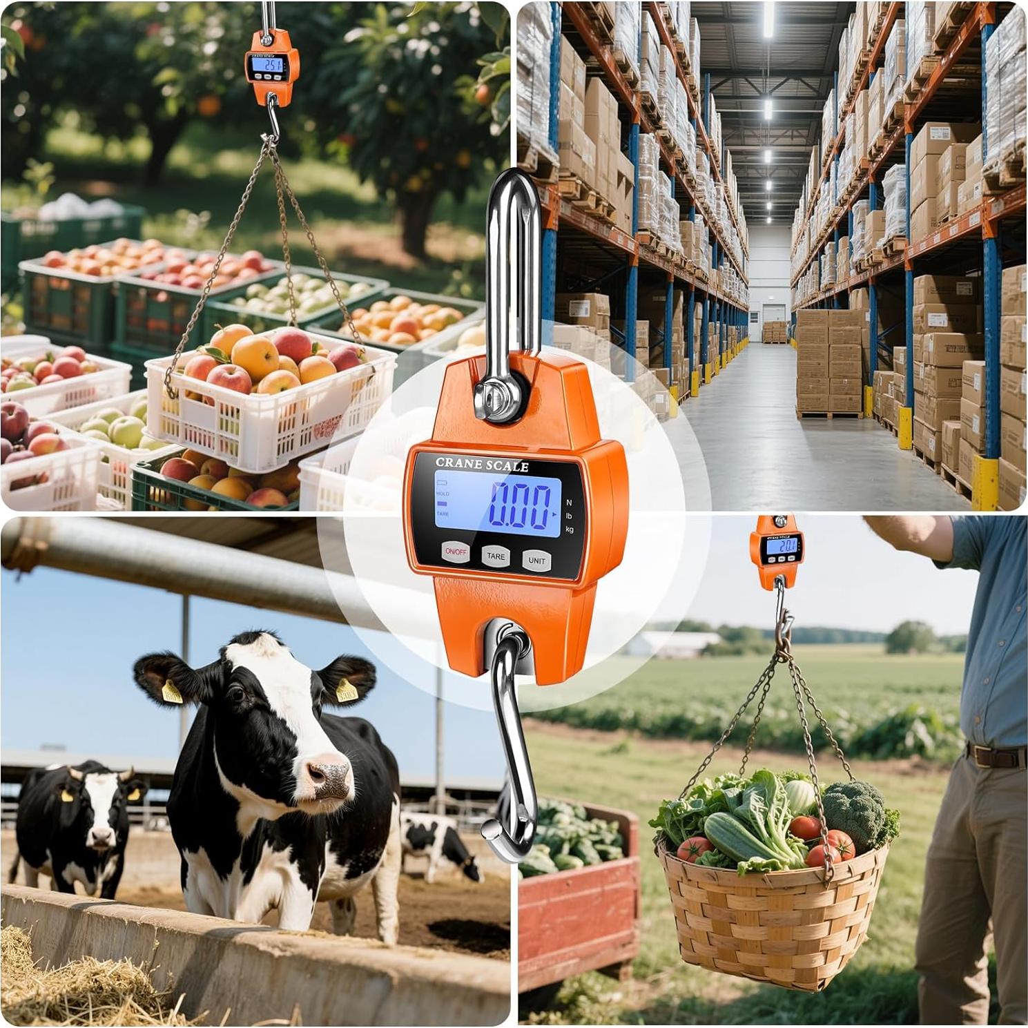 Balanza Digital Colgante ROMECH 300Kg Aluminio Naranja