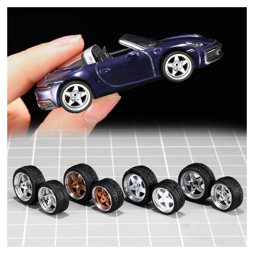 Ruedas 1/64 WAVEIST HWP para coches Muscle - 4 juegos colores