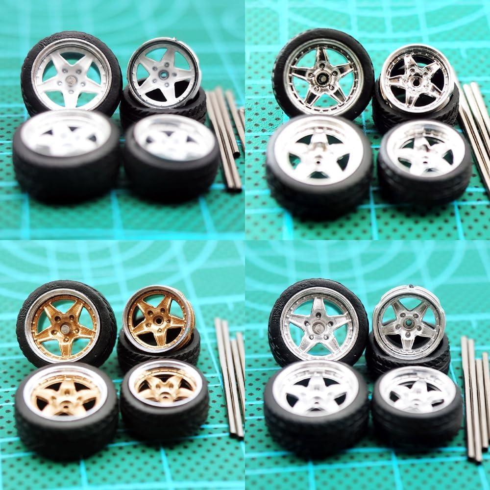 Ruedas 1/64 WAVEIST HWP para coches Muscle - 4 juegos colores