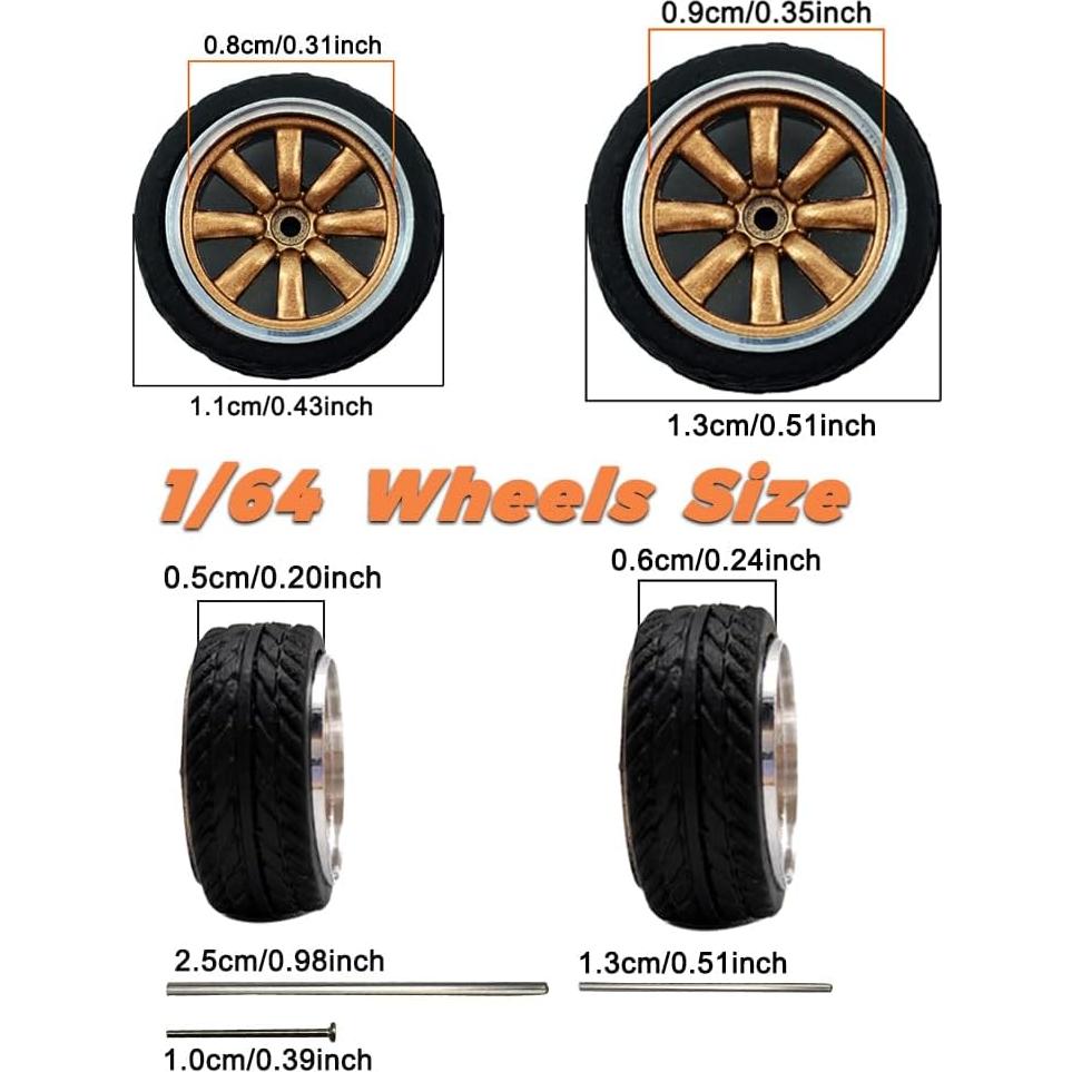 Ruedas 1/64 WAVEIST HWP para coches Muscle - 4 juegos colores