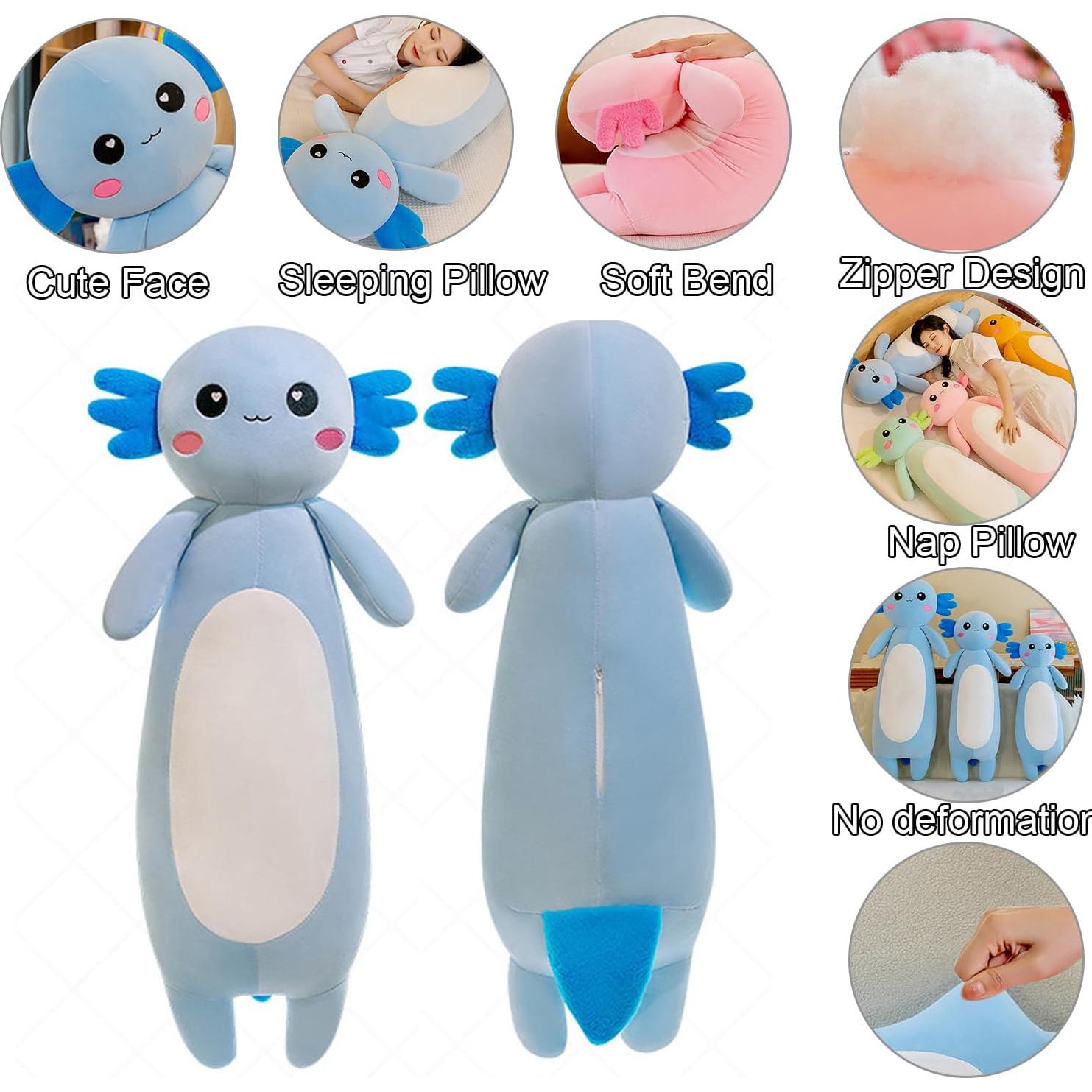 Peluche Axolotl Kekeso 100 cm Azul Suave y Lindo