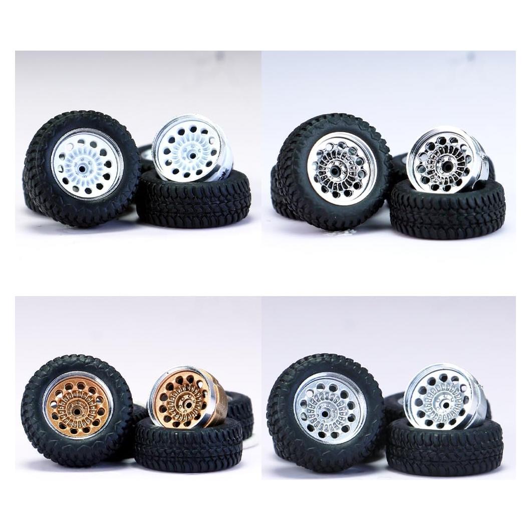 Ruedas y Neumáticos 1/64 WAVEIST YE, 4 Juegos, Caucho y ABS