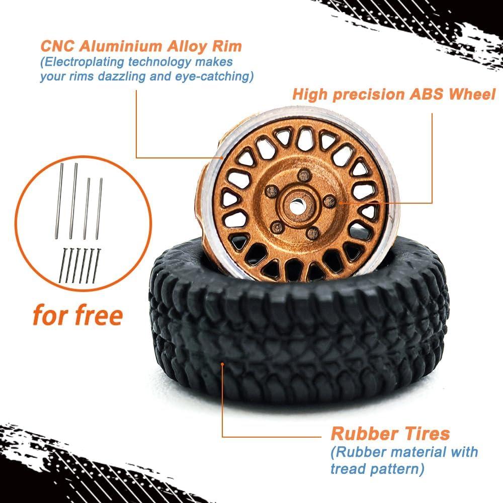 Ruedas y Neumáticos 1/64 WAVEIST YE, 4 Juegos, Caucho y ABS