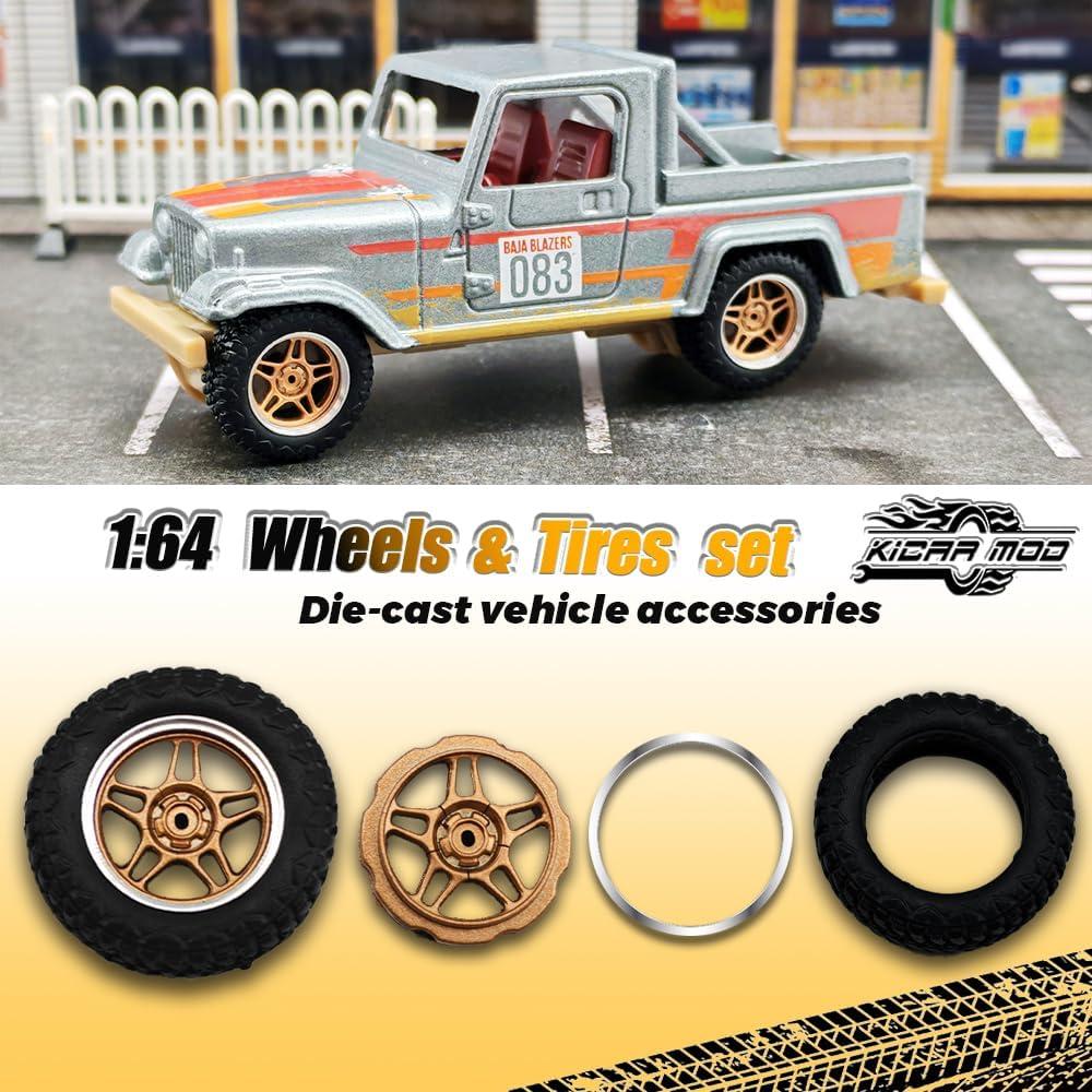 Ruedas y Neumáticos 1/64 WAVEIST YE, 4 Juegos, Caucho y ABS