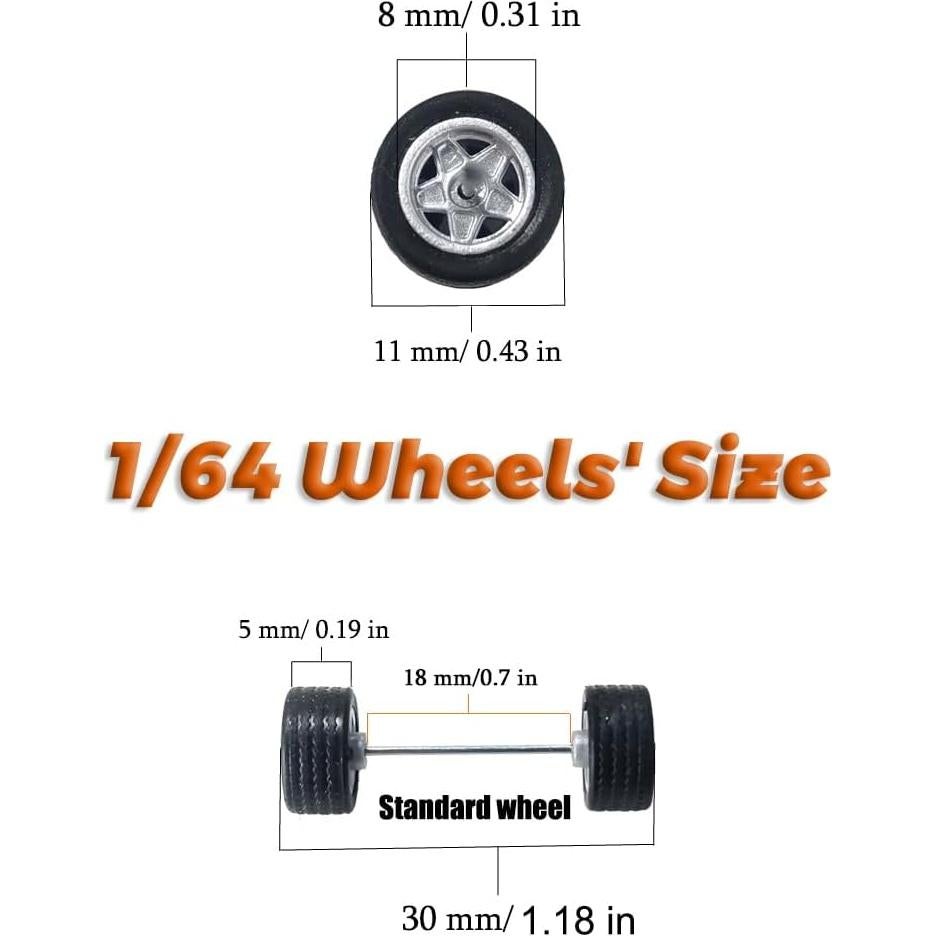 Ruedas de 11mm JUYUAN para Modelos de Autos Diecast - 5 Juegos