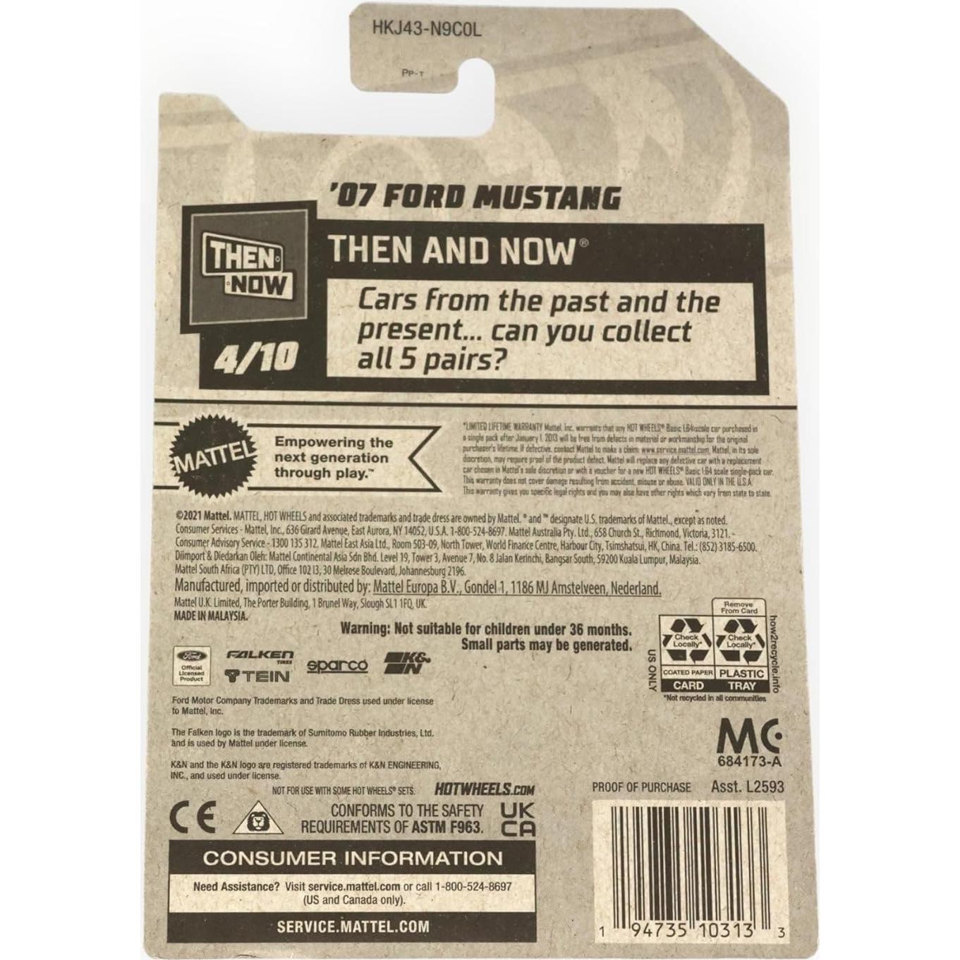 Hot Wheels Ford Mustang 2007 Escala 1:64 Azul Verde