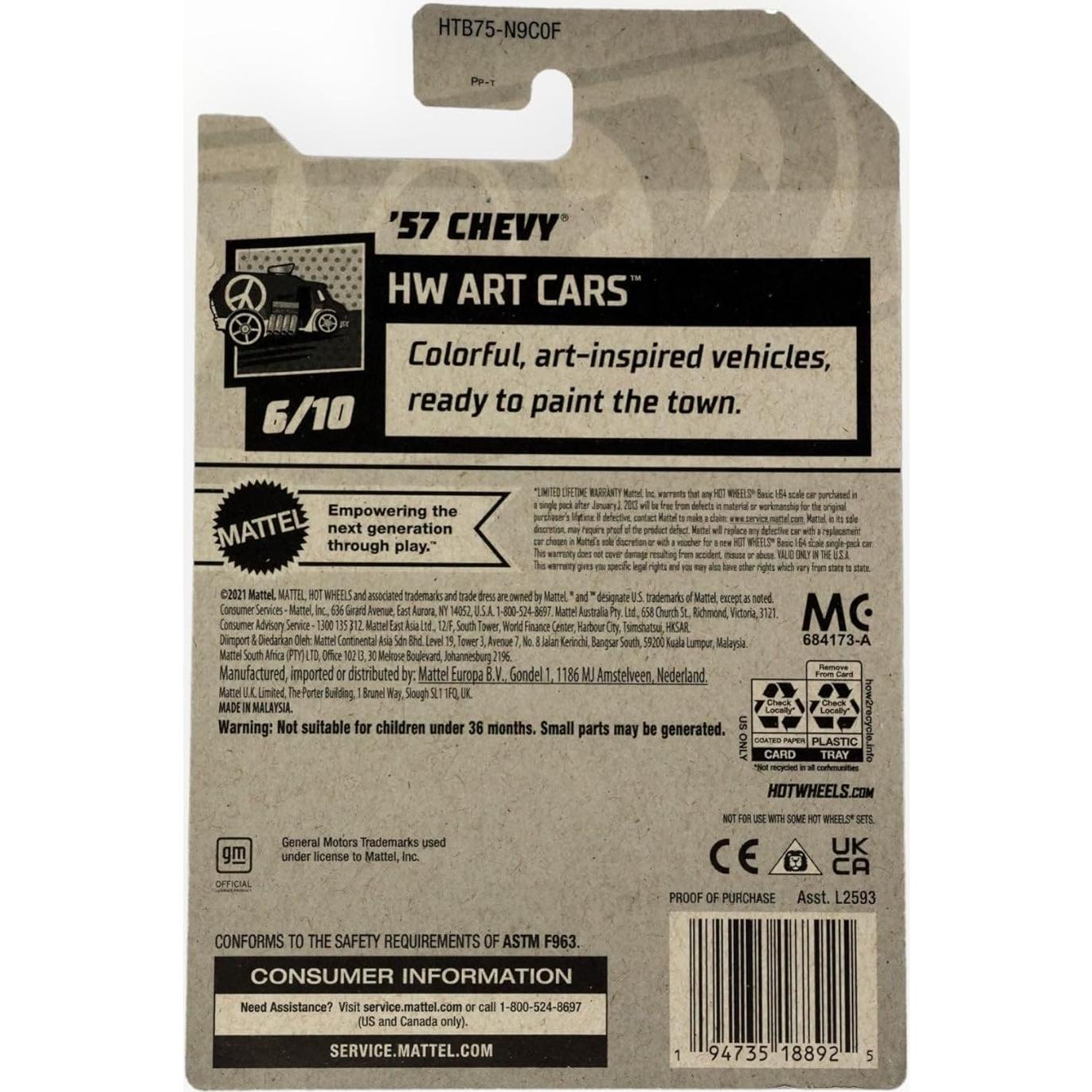 Auto de Juguete Matchbox Hot Wheels '57 Chevy Negro