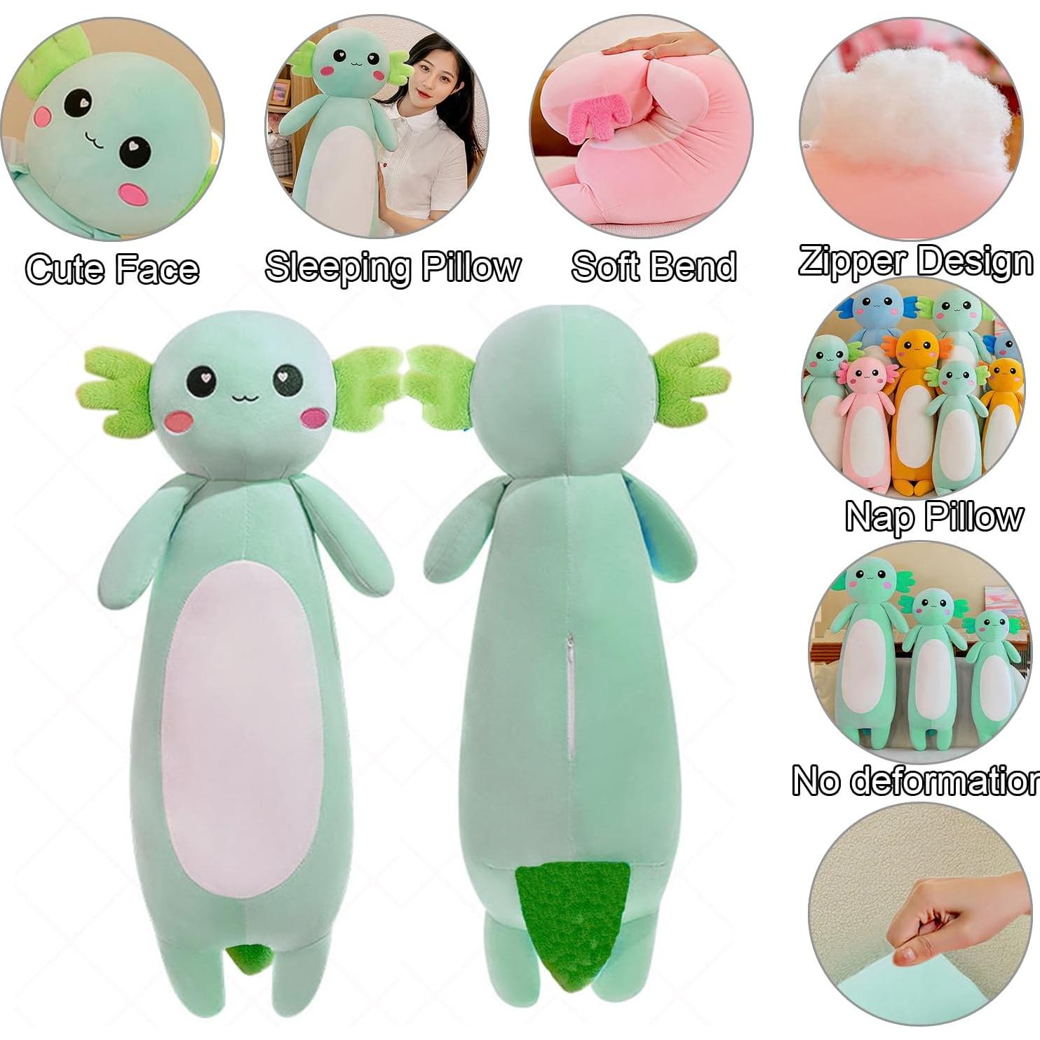Peluche Axolotl Kekeso 65cm Verde Suave Almohada