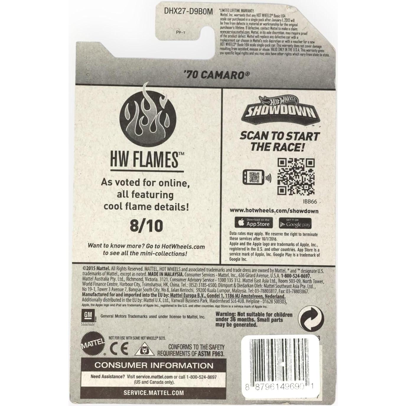 Hot Wheels Camaro 1970 HW Flames Negro 1:64 Mattel