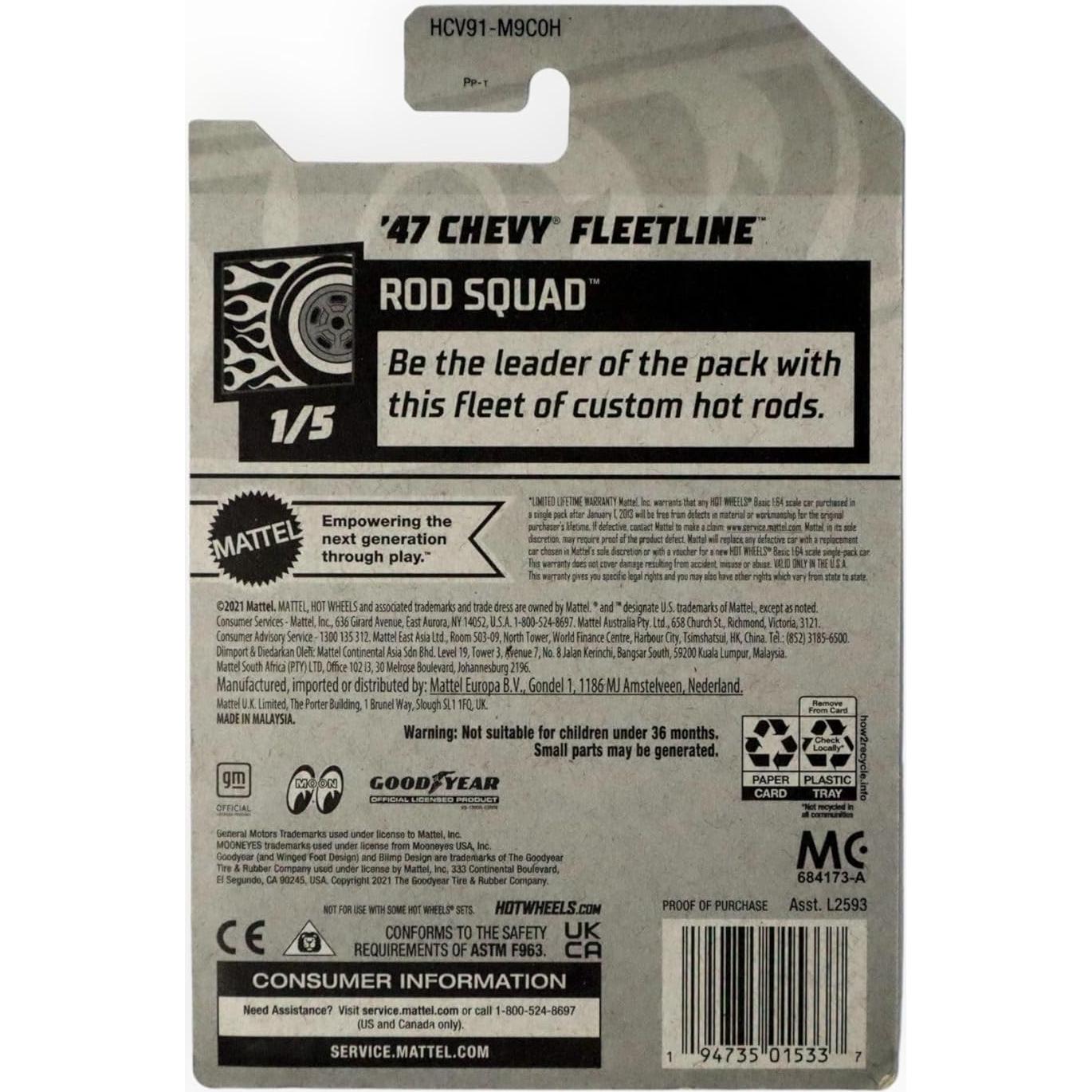 Hot Wheels Chevy Fleetline '47 Escala 1:64 Amarillo