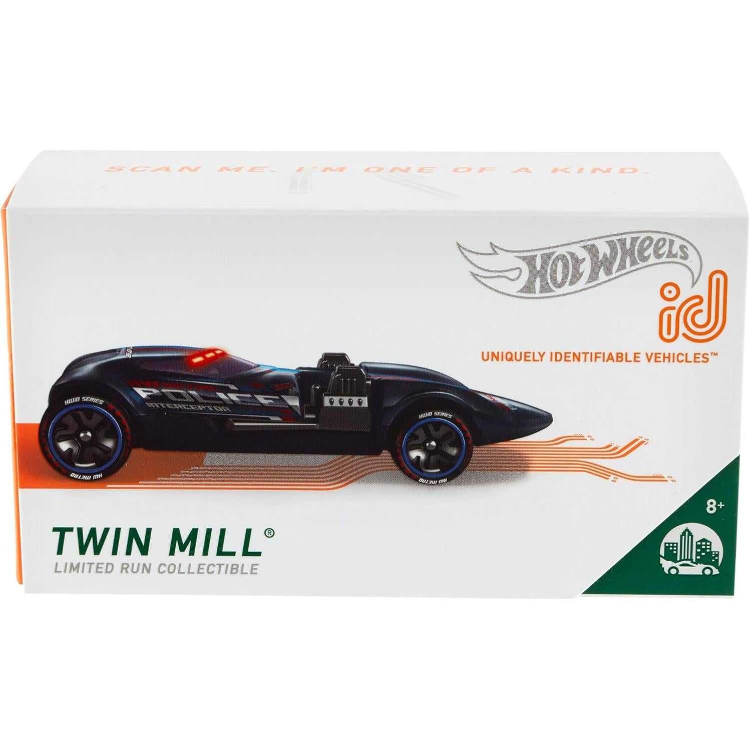 Vehículo Hot Wheels id Twin Mill - 85g, 3x7x2.5cm, +8 años