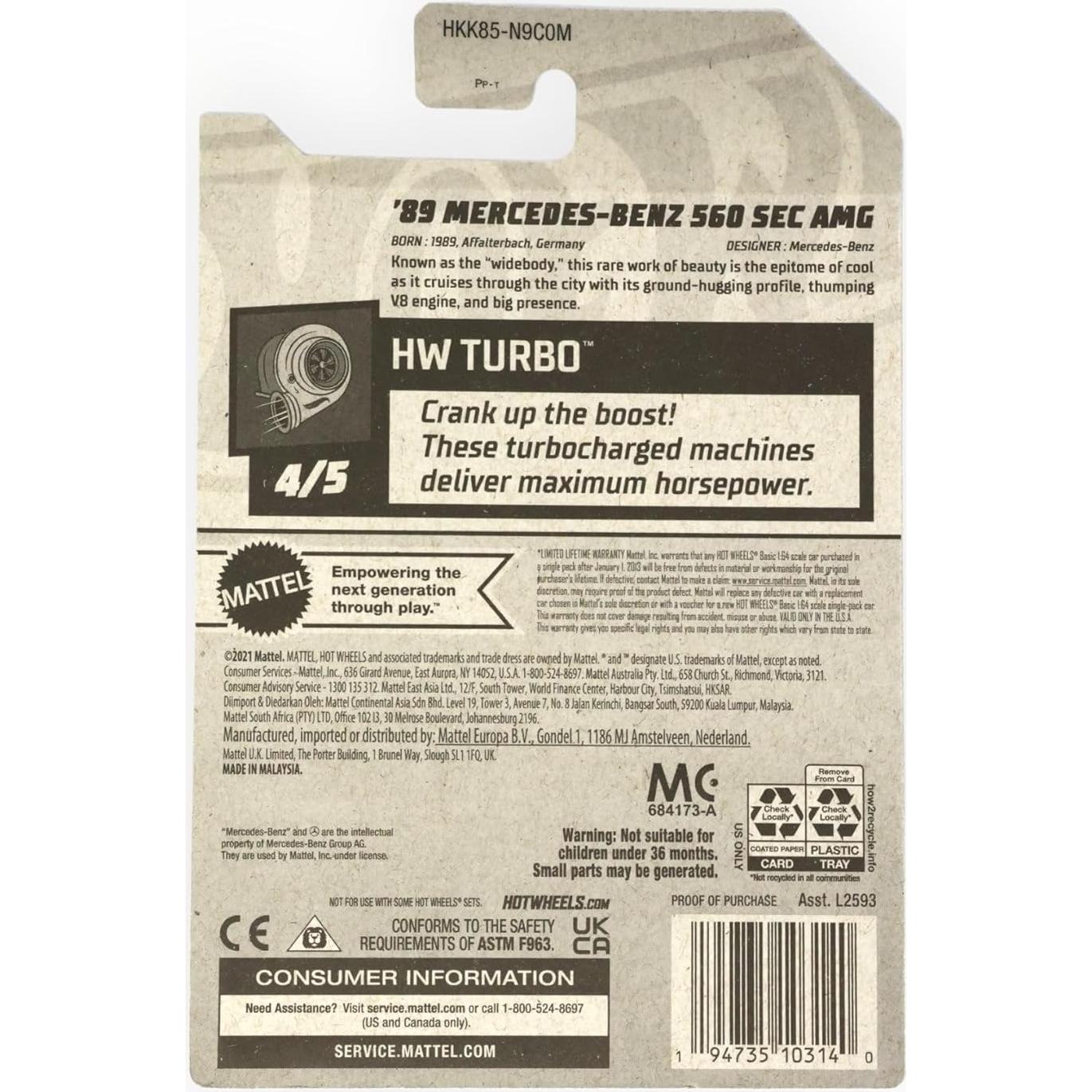Hot Wheels Mercedes Benz 560 SEC AMG 1:64 Mattel