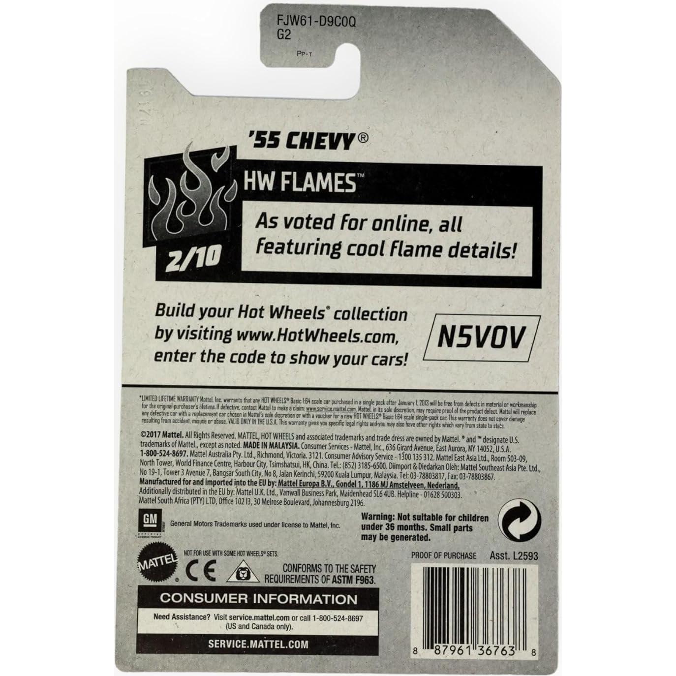 Hot Wheels 2018 50 Aniversario '55 Chevy Escala 1:64 Amarillo