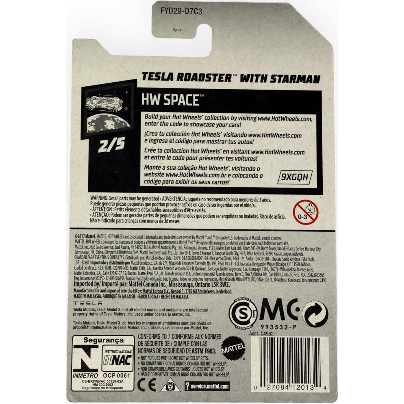 Hot Wheels Tesla Roadster Starman 1:64 Mattel