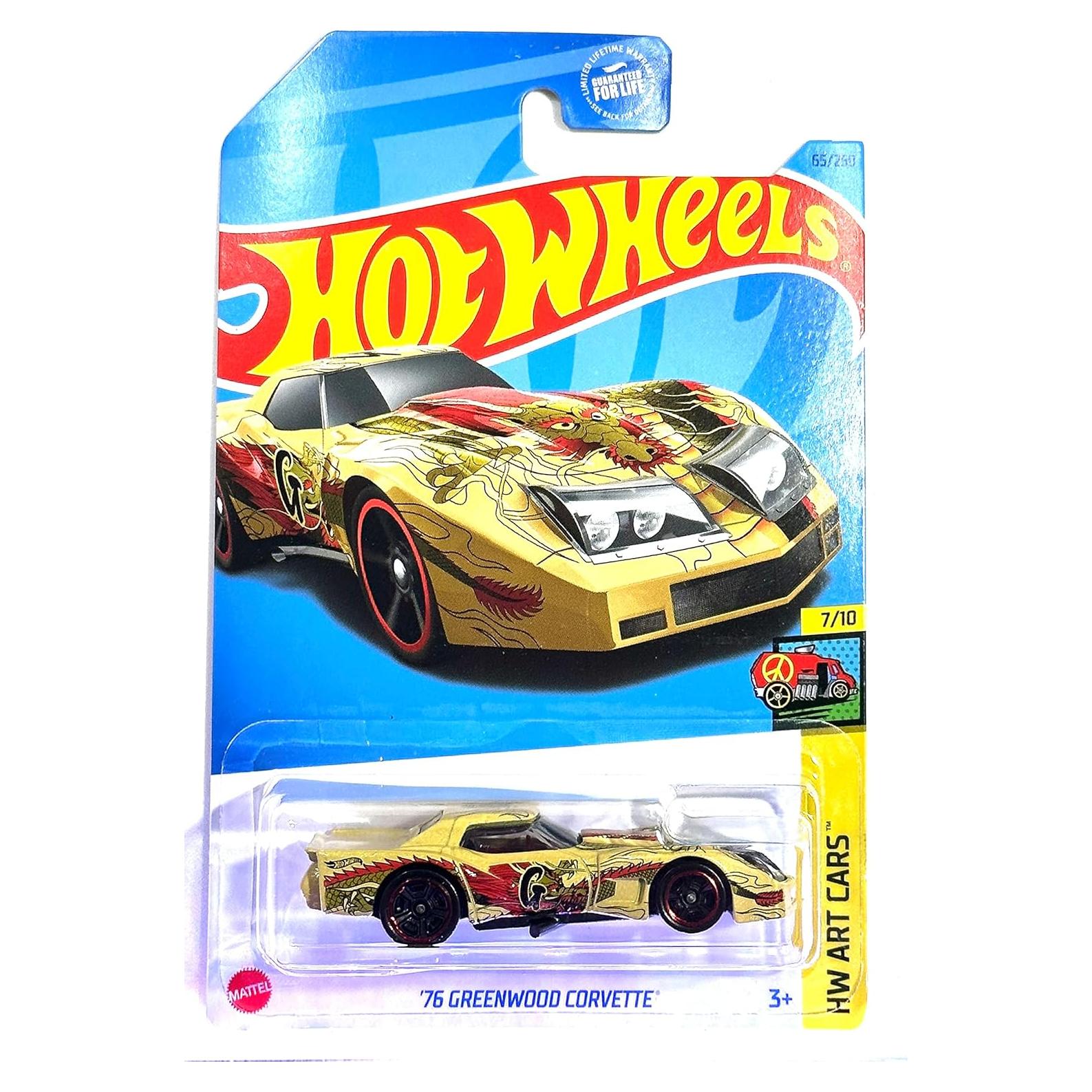 Hot Wheels Corvette Greenwood 76 Amarillo Escala 1:64